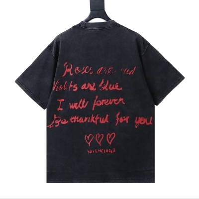 Balenciaga 25ss Valentine's Day Limited Love Letter Hole T-Shirt YL Navy Blue 02