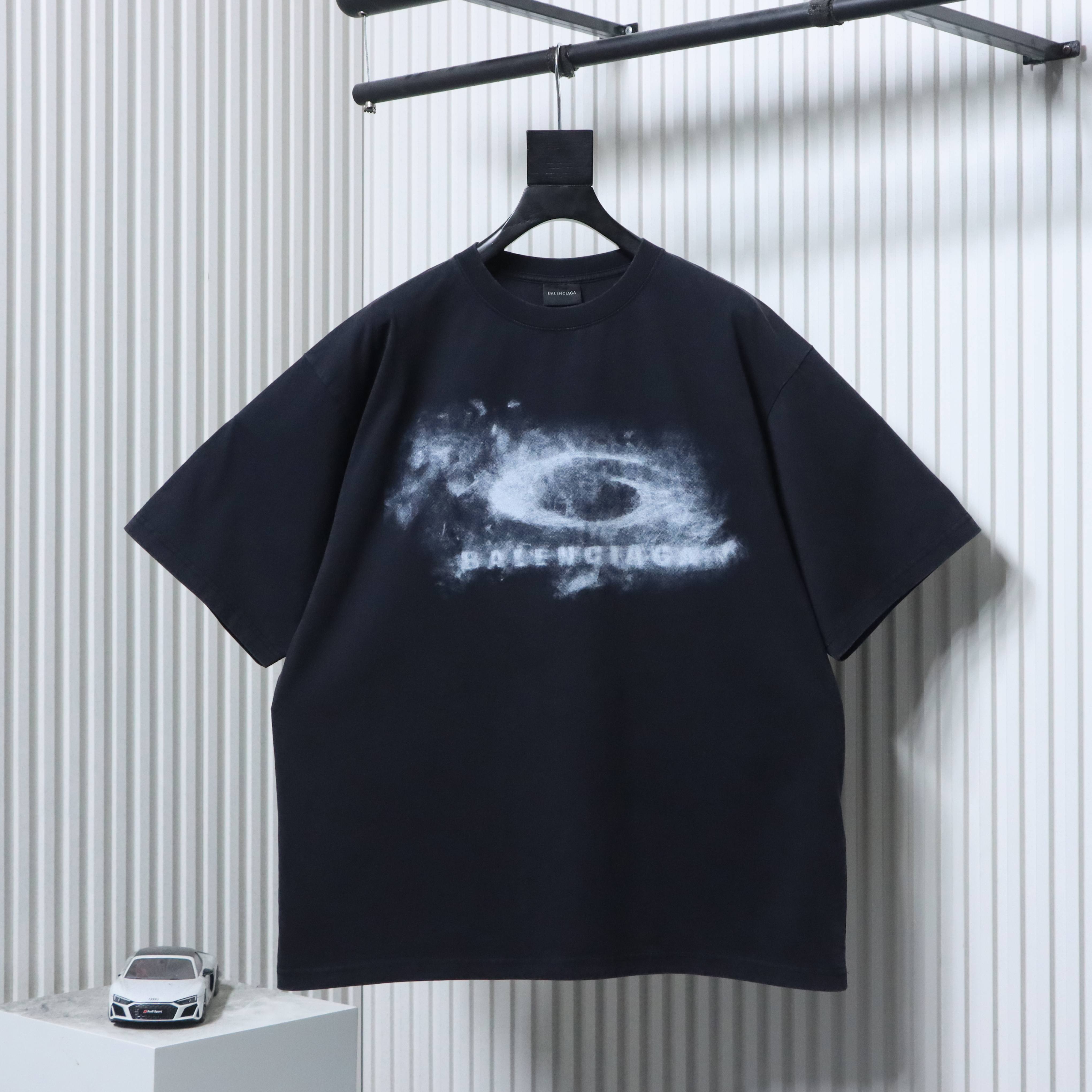 Balenciaga 26SS Smoke Ring T-shirt YL Black
