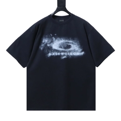 Balenciaga 26SS Smoke Ring T-shirt YL Black + Purple Brand Denim Shorts YL#PU527 02