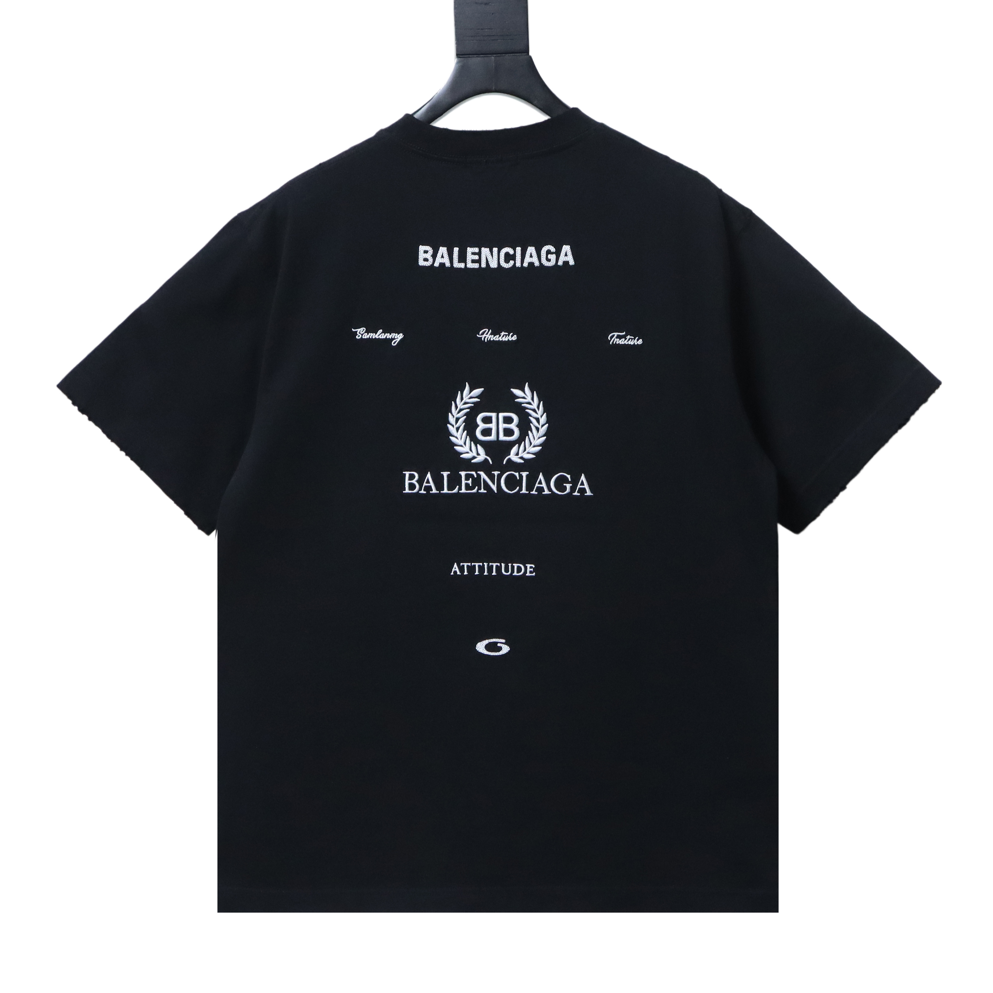 Balenciaga 26SS Wheat Embroidery T-Shirt YL Black