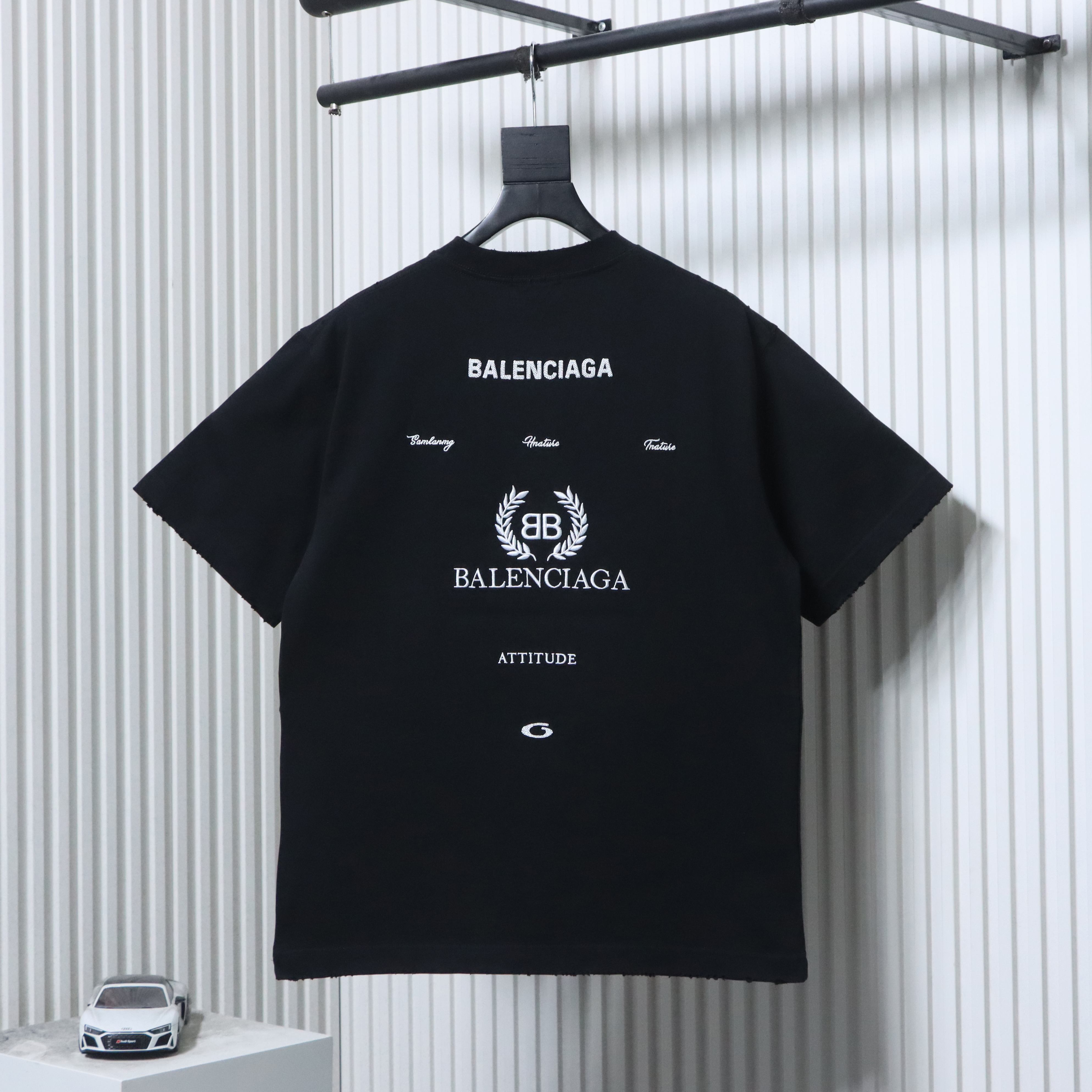 Balenciaga 26SS Wheat Embroidery T-Shirt YL Black