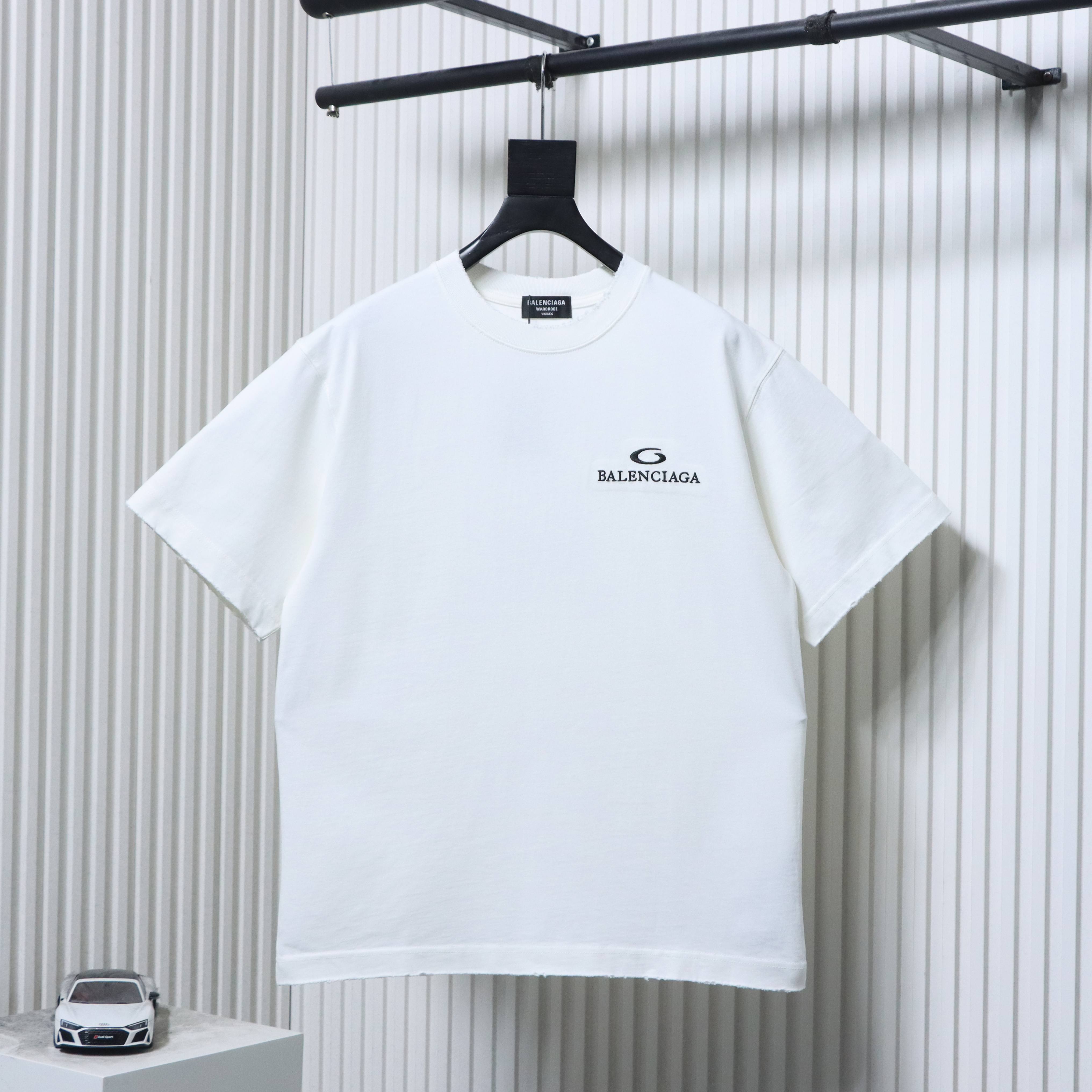 Balenciaga 26SS Wheat Embroidery T-Shirt YL White