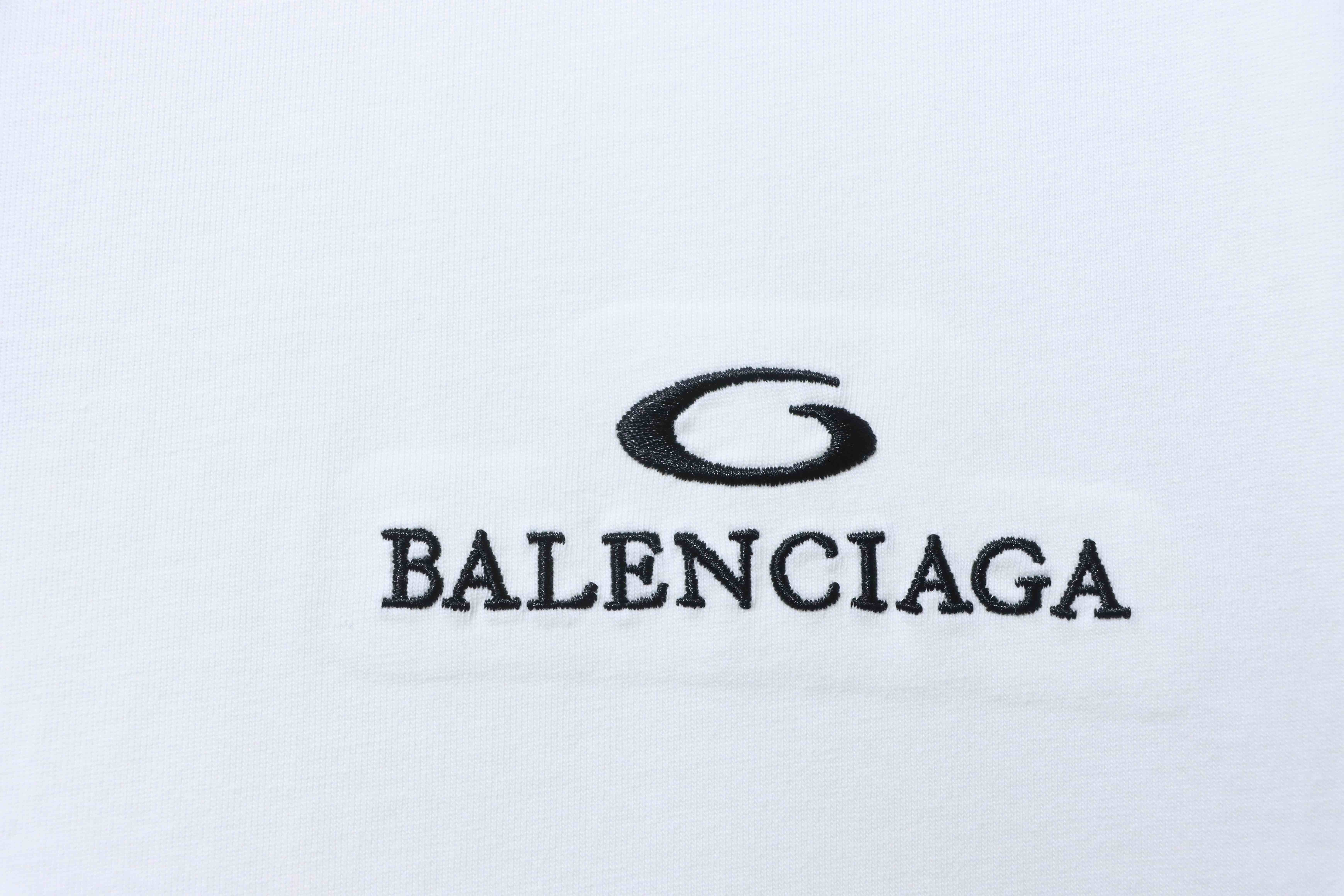 Balenciaga 26SS Wheat Embroidery T-Shirt YL White