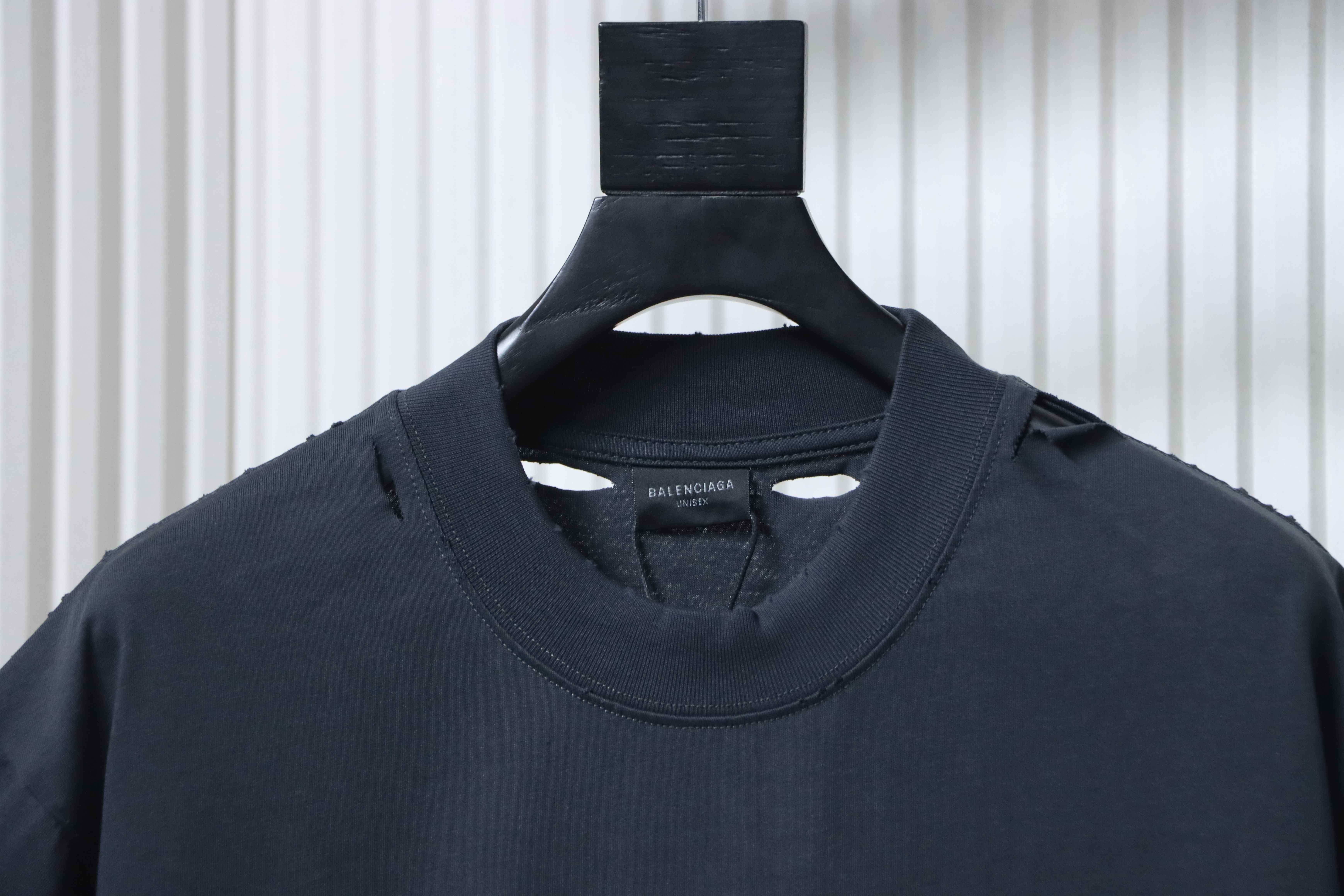 Balenciaga Earth Print Ripped T-Shirt YL Black/Grey