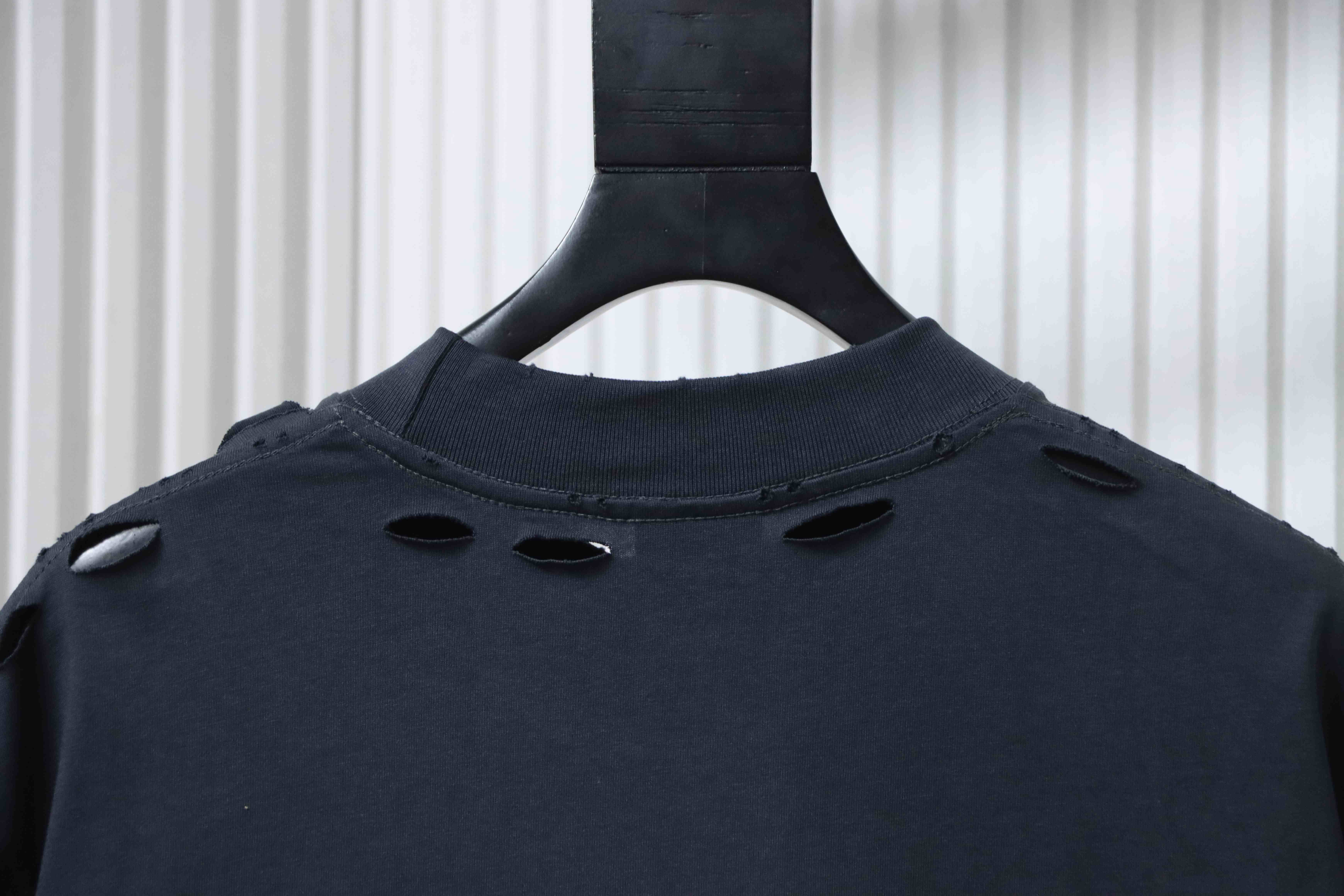 Balenciaga Earth Print Ripped T-Shirt YL Black/Grey