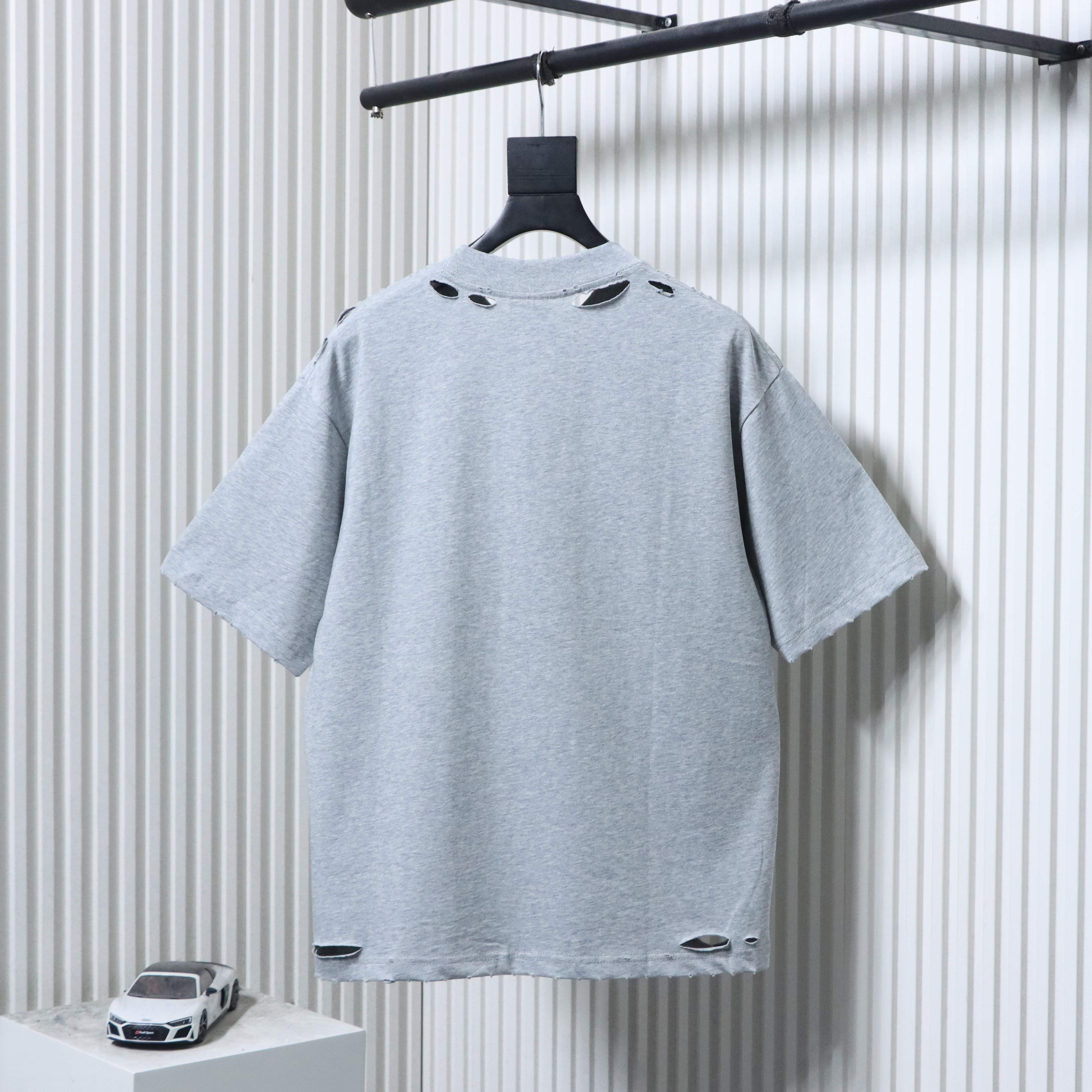 Balenciaga Earth Print Ripped T-Shirt YL Black/Grey