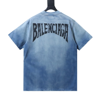Balenciaga Heavy Wash Distressed T-Shirt YL Blue 02