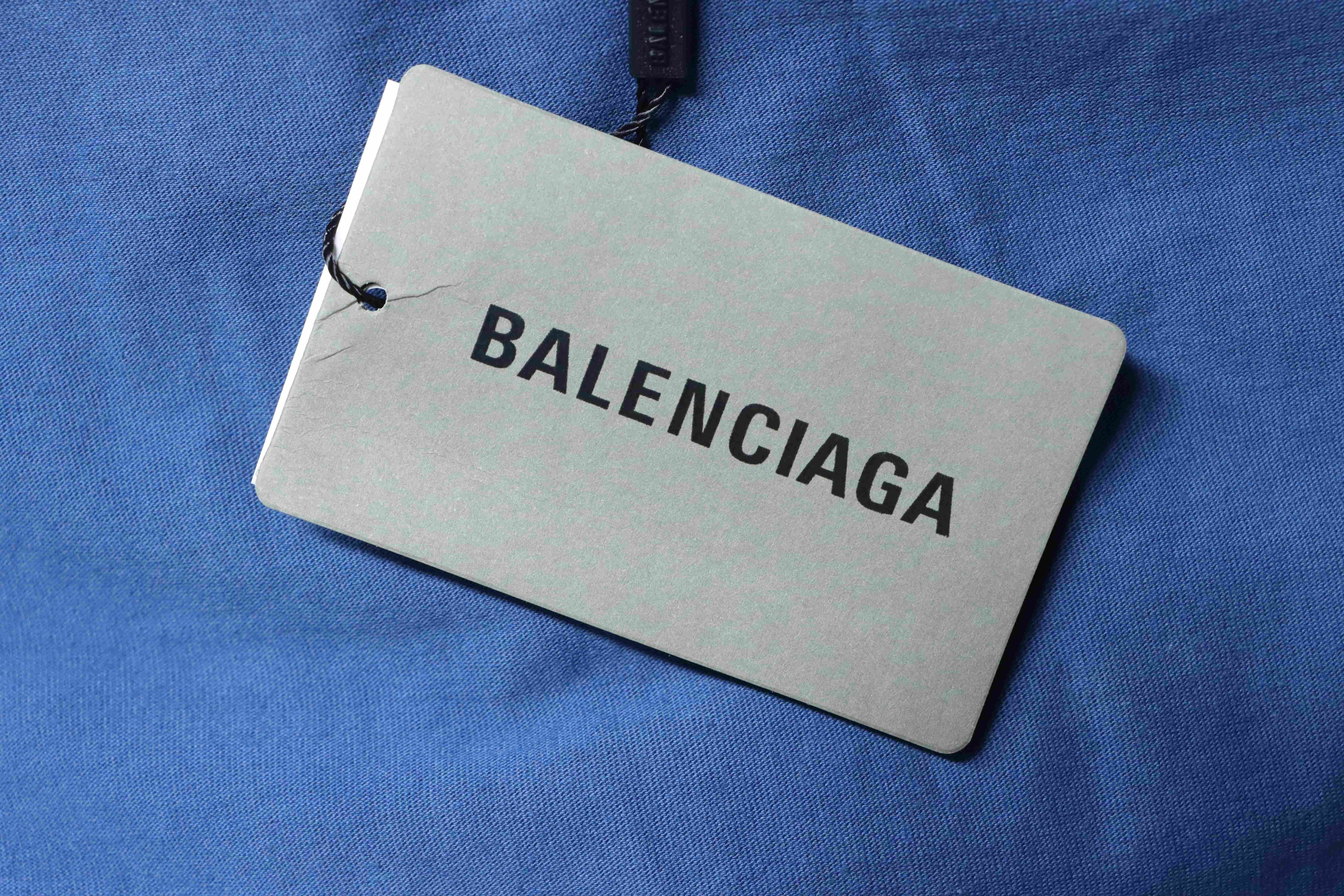 Balenciaga Heavy Wash Distressed T-Shirt YL Blue