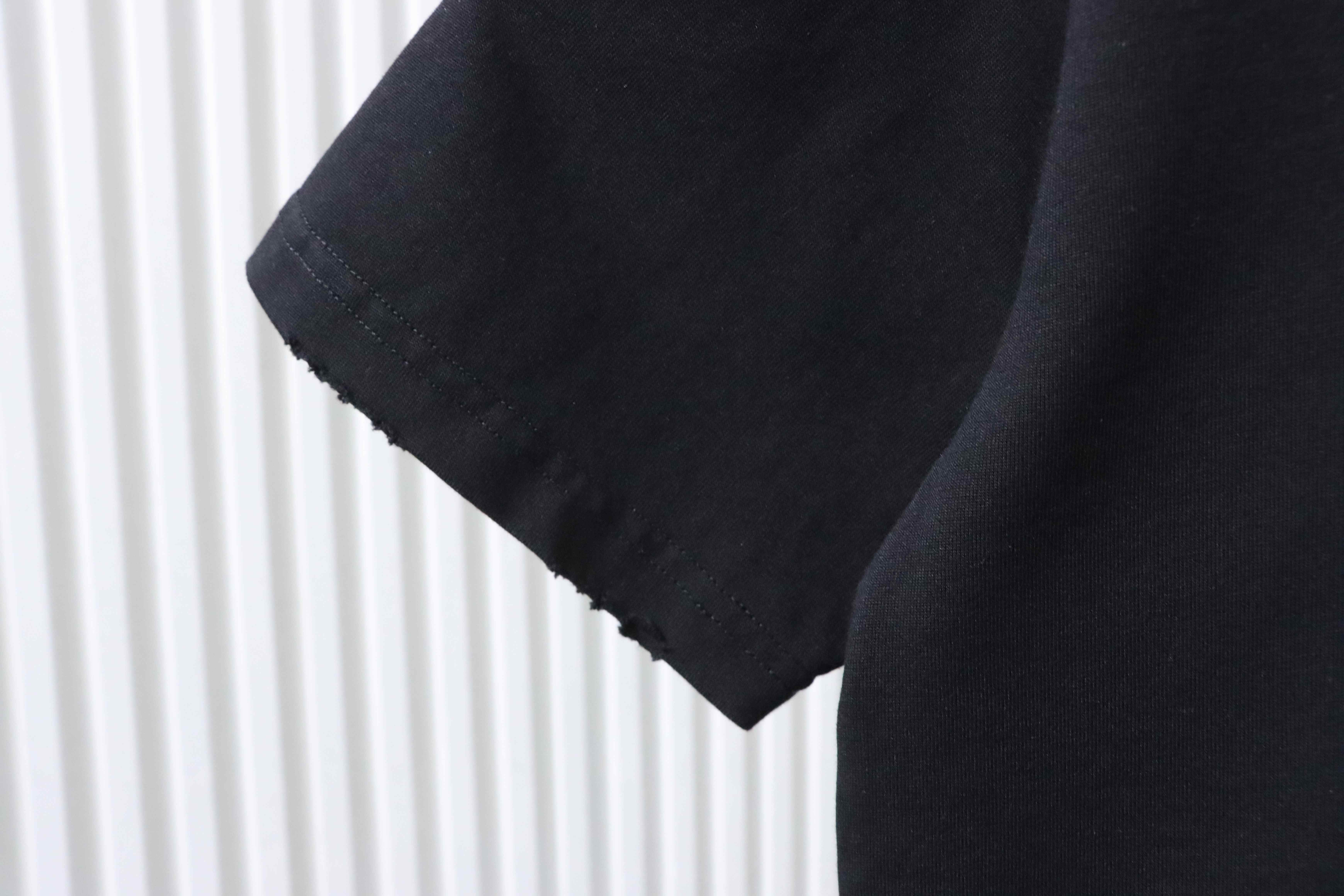 Balenciaga Tape Letter Print Ripped T-shirt YL Black