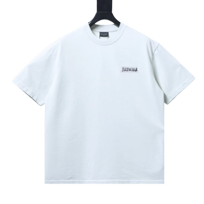 Balenciaga Tape Letter Print Ripped T-shirt YL White 02