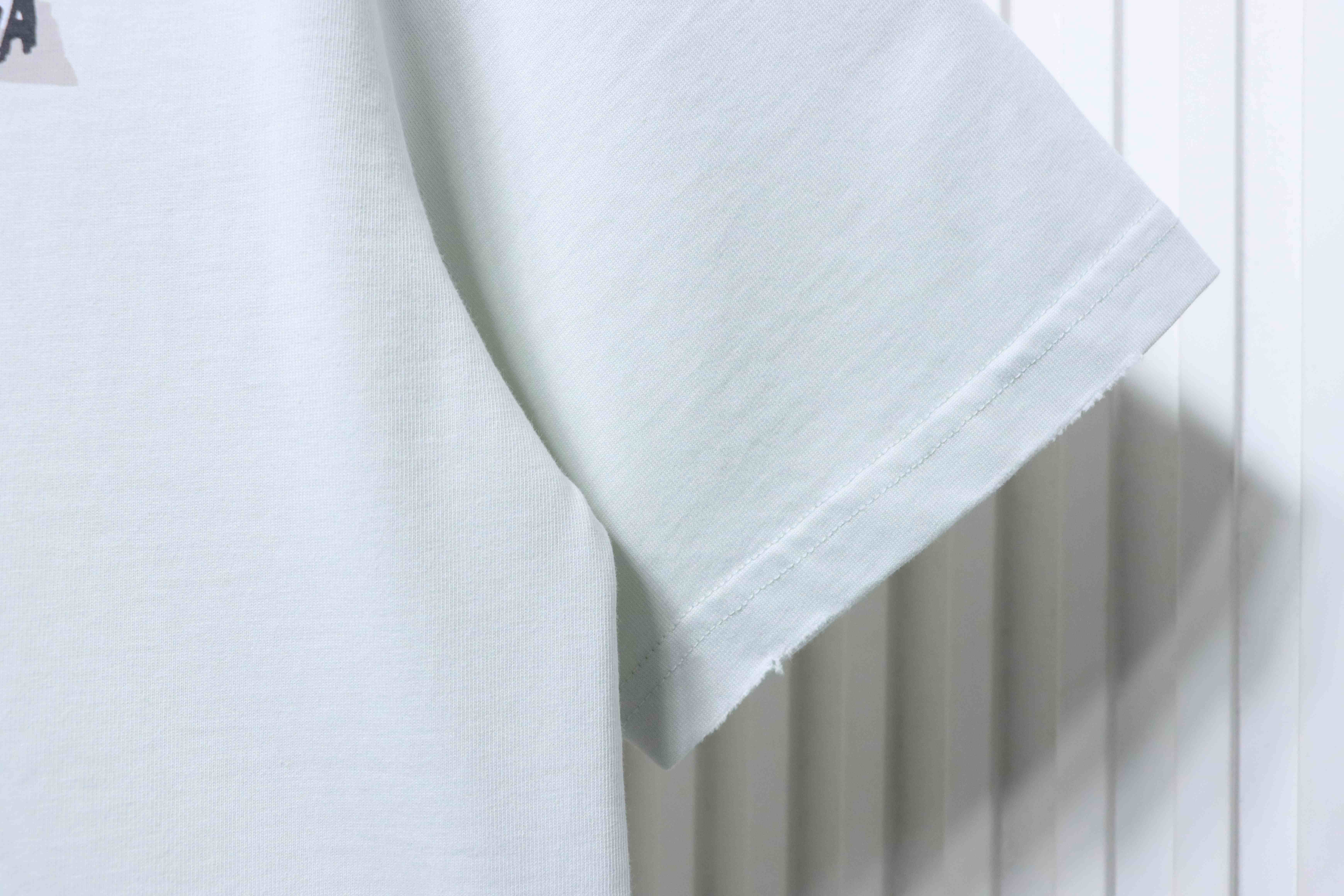 Balenciaga Tape Letter Print Ripped T-shirt YL White