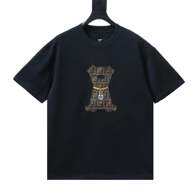 Fendi Embroidered Pet Dog F Letter Logo T-Shirt YL Black 01