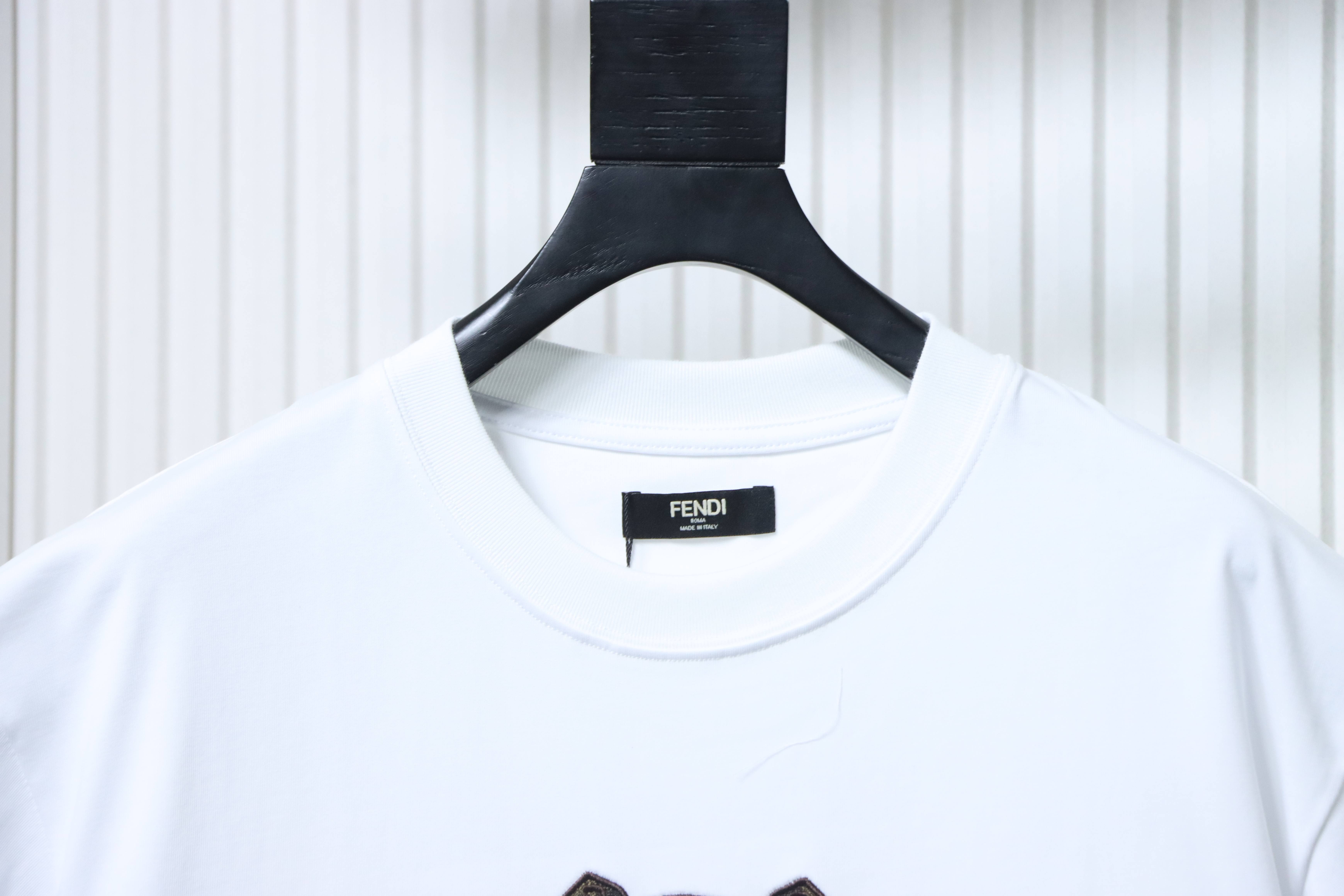 Fendi Embroidered Pet Dog F Letter Logo T-Shirt YL White