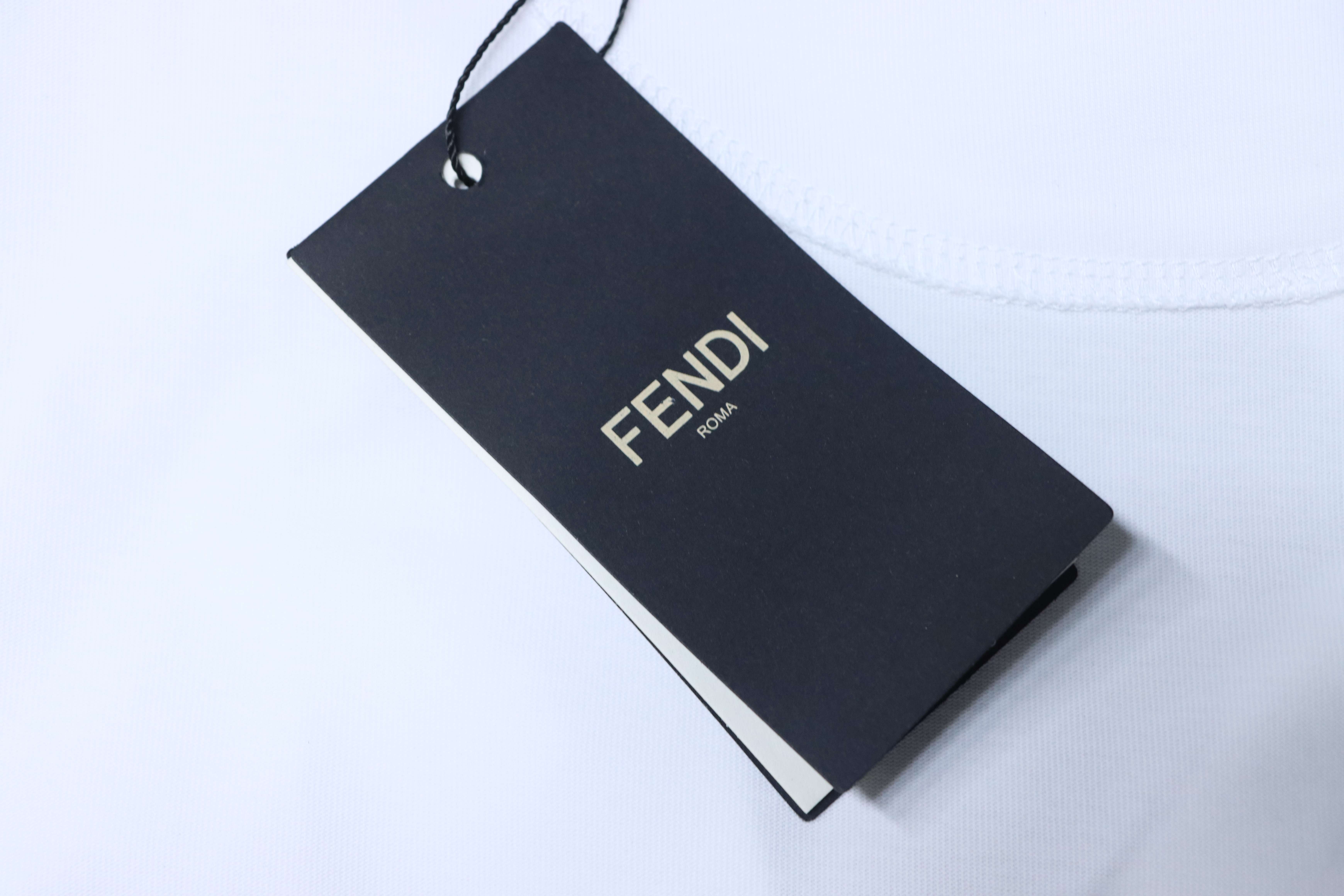 Fendi Embroidered Pet Dog F Letter Logo T-Shirt YL White