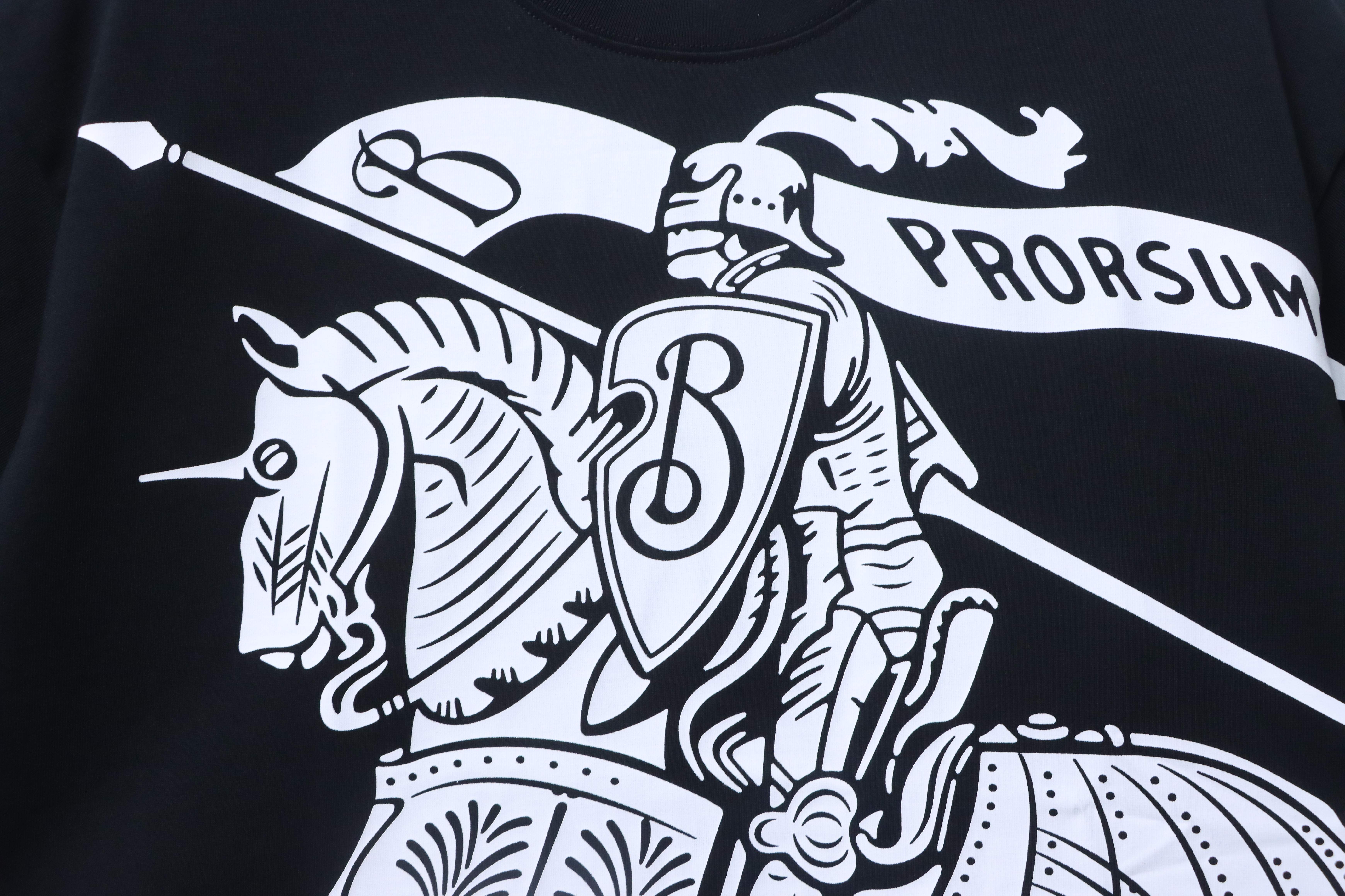 Burberry 26ss Equestrian Print T-shirt YL Black/White