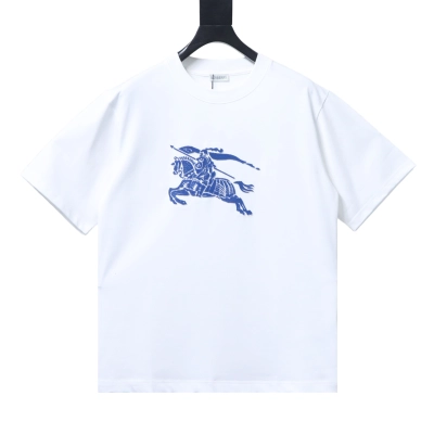 Burberry Blue Horse Toothbrush Embroidered T-Shirt YL Black/White 01