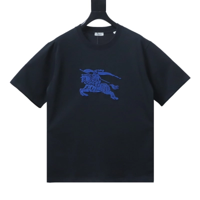 Burberry Blue Horse Toothbrush Embroidered T-Shirt YL Black/White 02