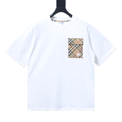 Burberry Flap Check Pocket Equestrian T-Shirt YL Black/White 01