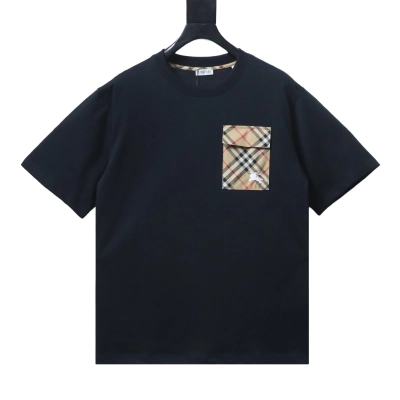 Burberry Flap Check Pocket Equestrian T-Shirt YL Black/White 02