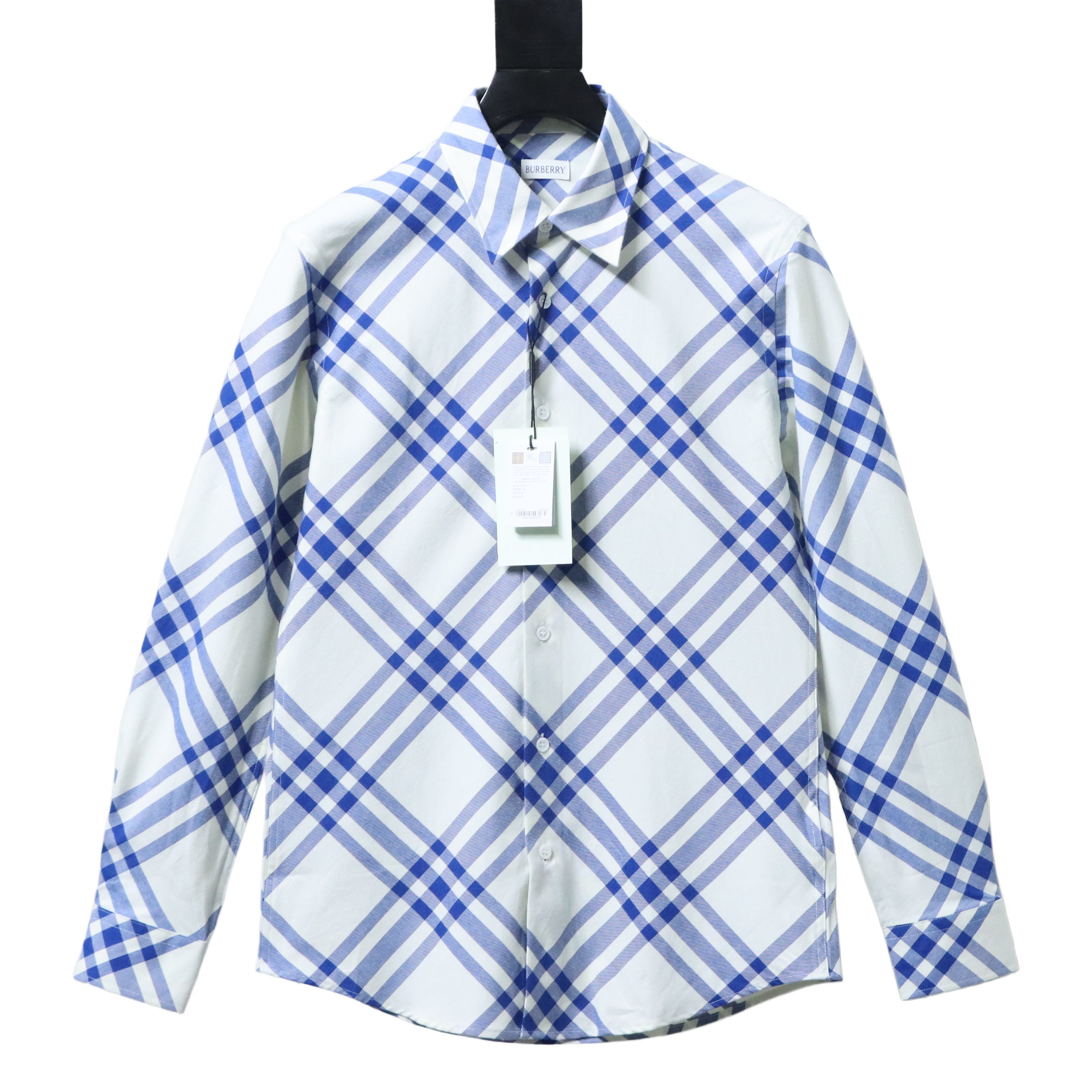 Burberry Gingham Cotton Long-Sleeve Shirt YL Blue