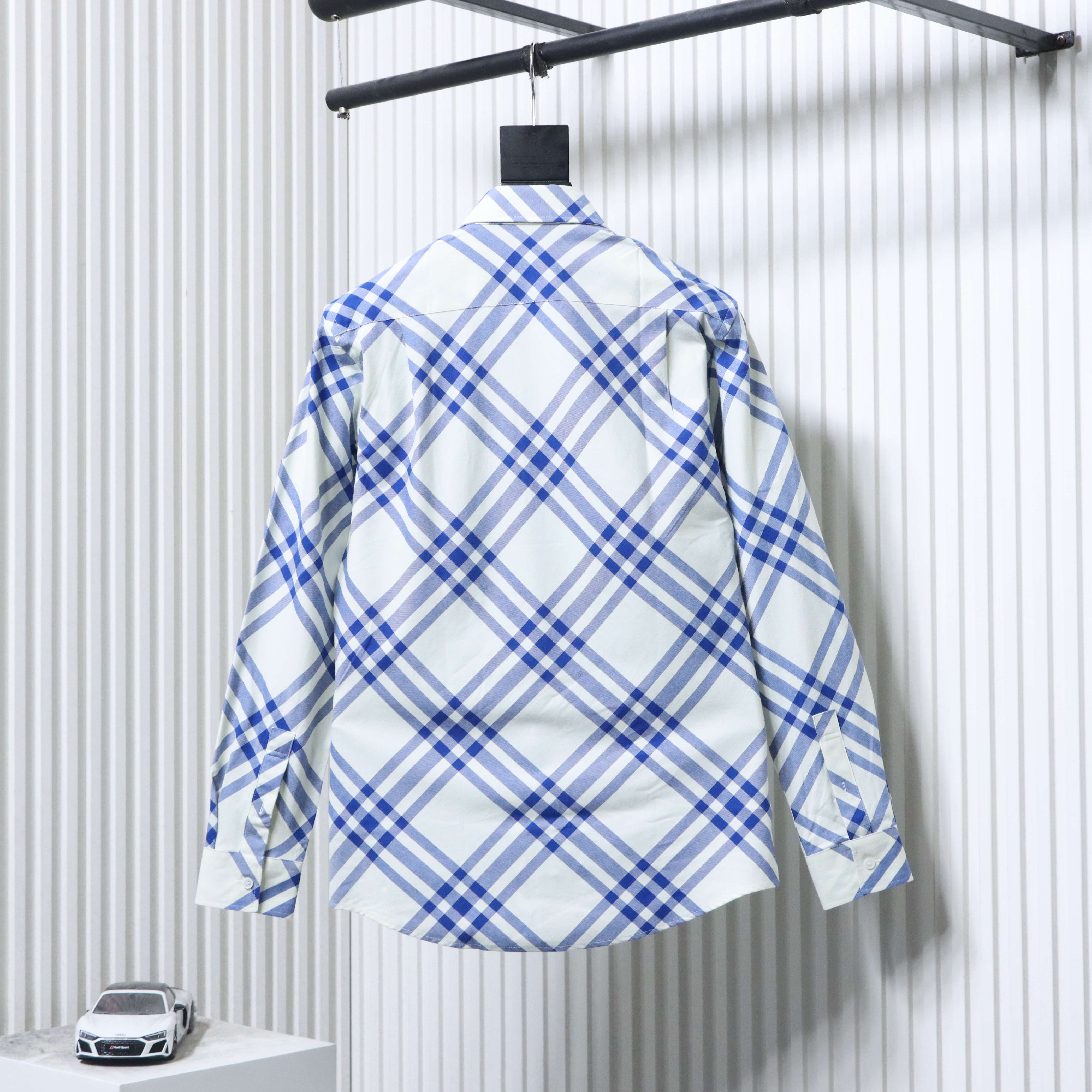 Burberry Gingham Cotton Long-Sleeve Shirt YL Blue