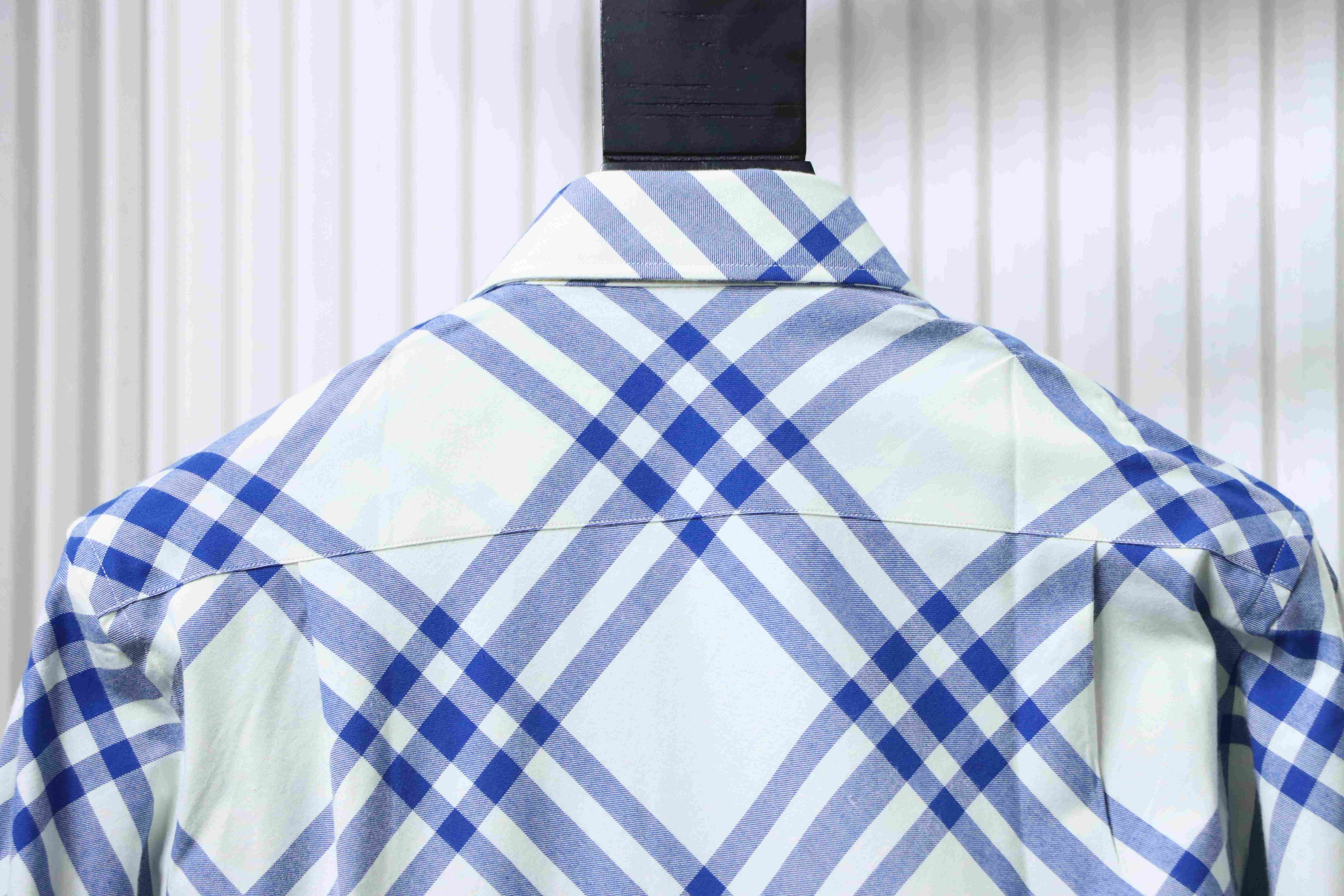 Burberry Gingham Cotton Long-Sleeve Shirt YL Blue