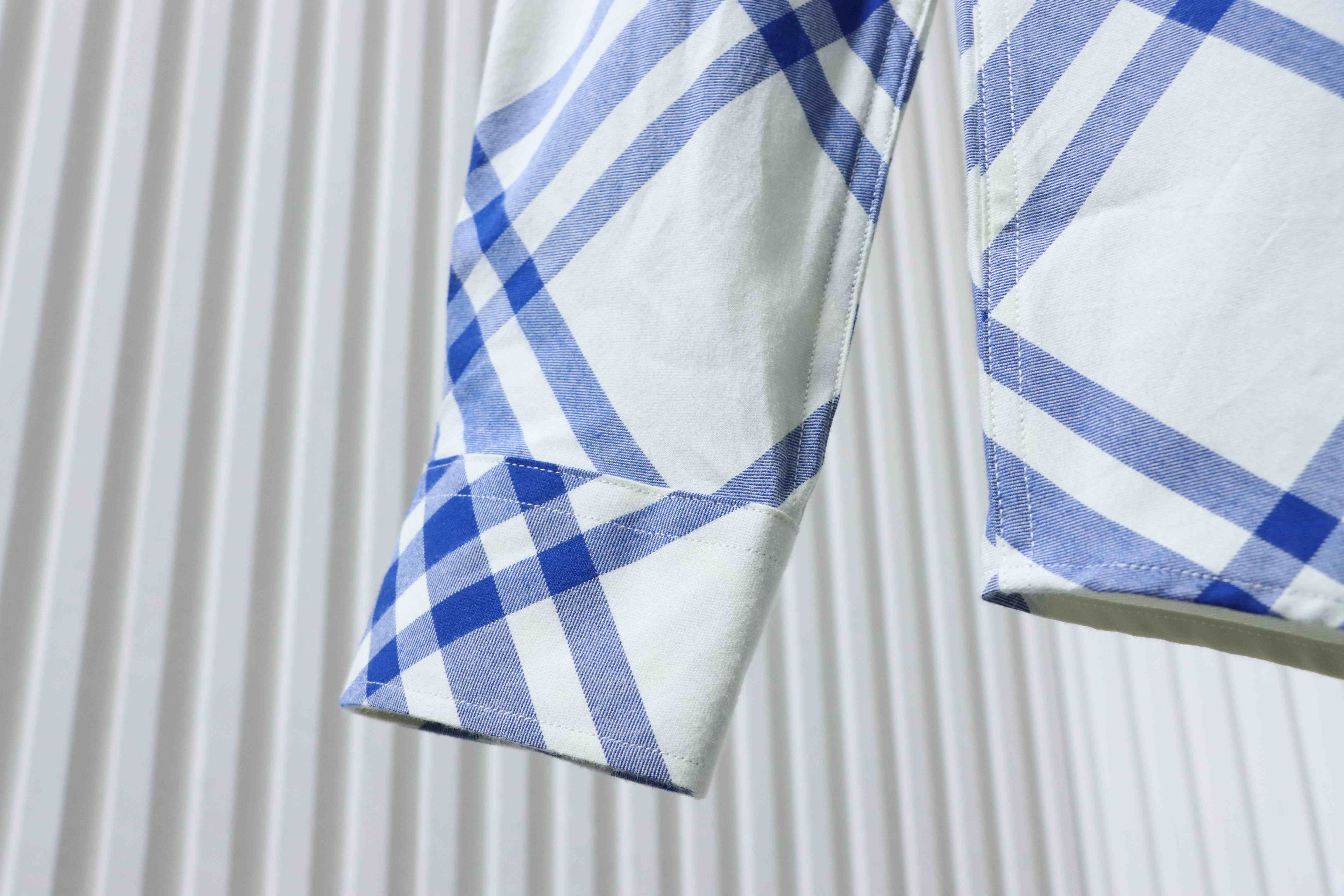 Burberry Gingham Cotton Long-Sleeve Shirt YL Blue