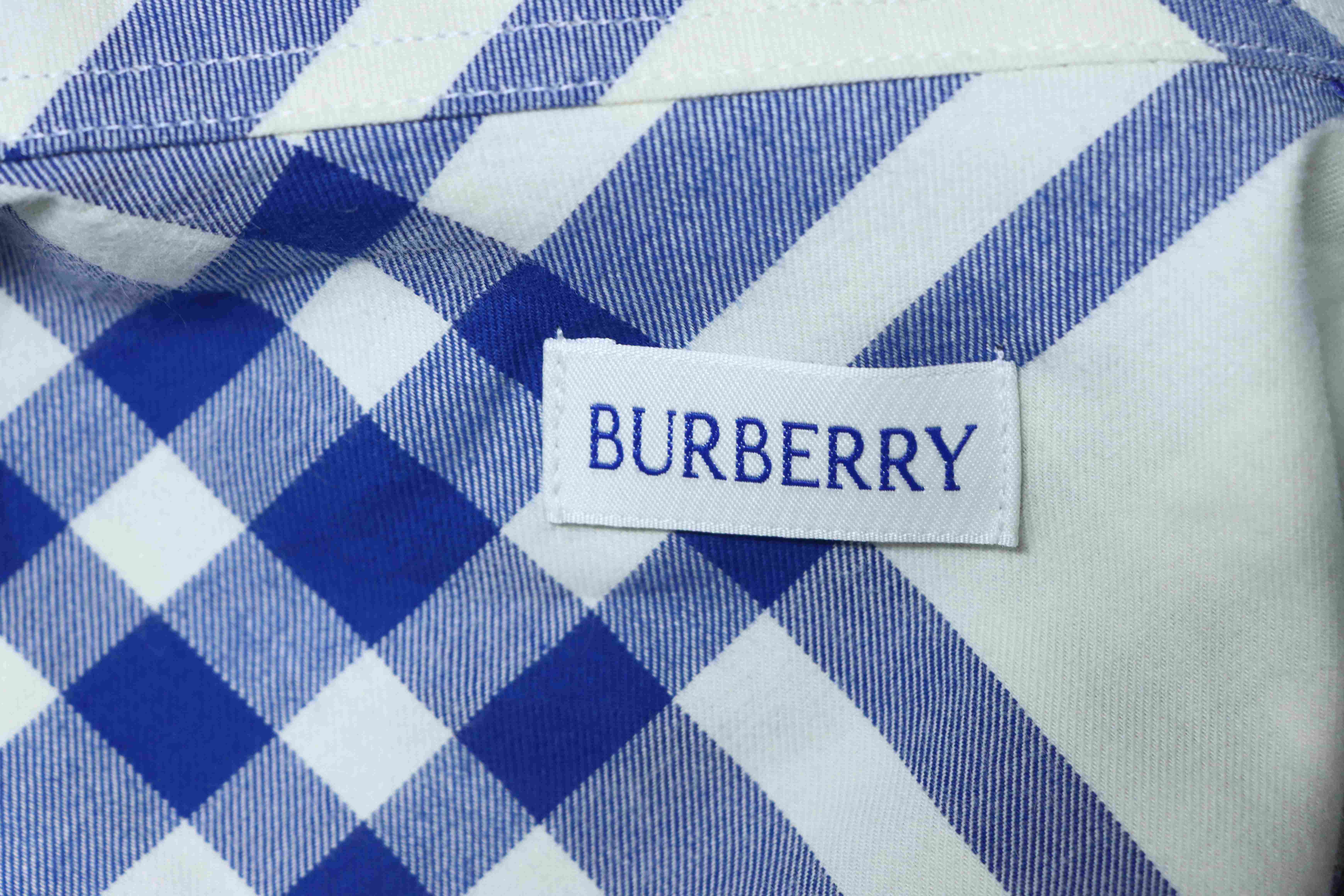 Burberry Gingham Cotton Long-Sleeve Shirt YL Blue