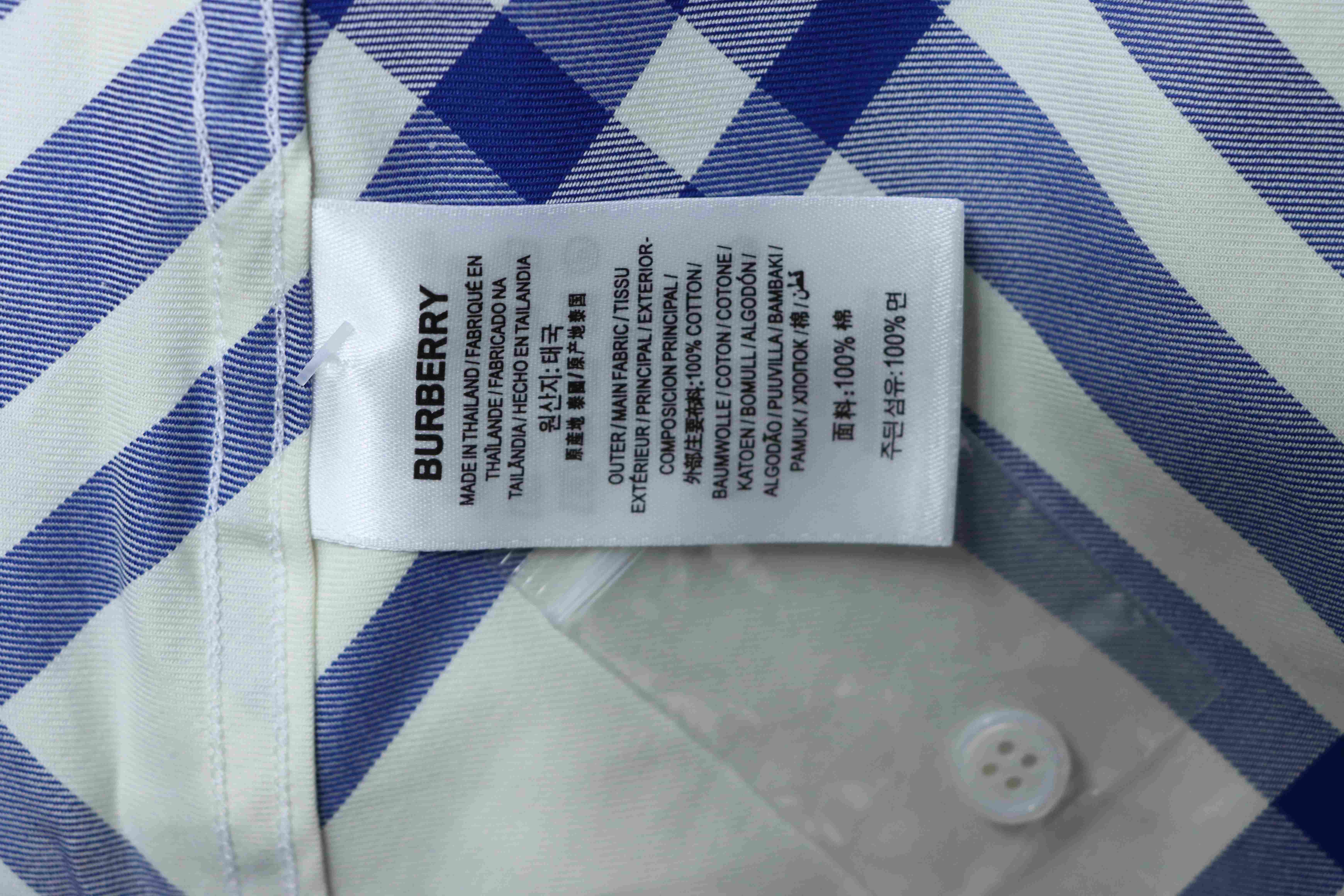 Burberry Gingham Cotton Long-Sleeve Shirt YL Blue