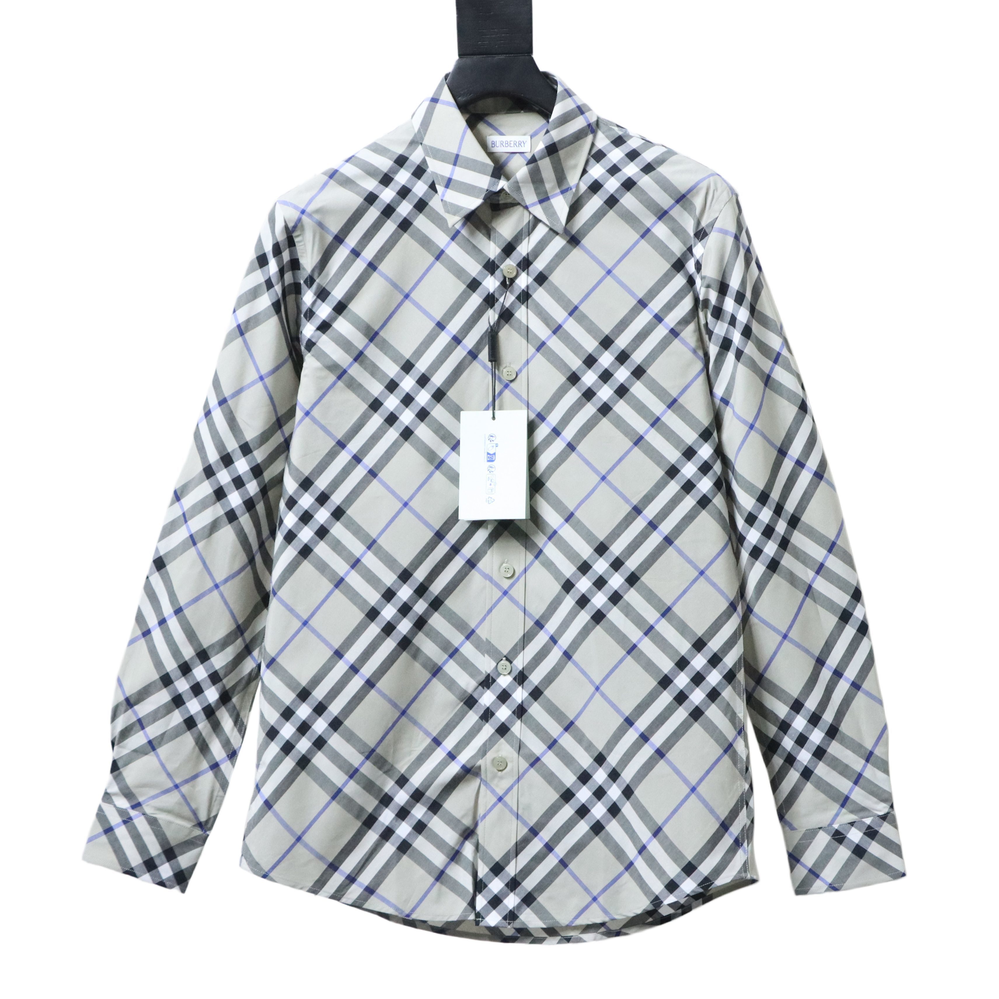 Burberry Gingham Cotton Long-Sleeve Shirt YL Grey