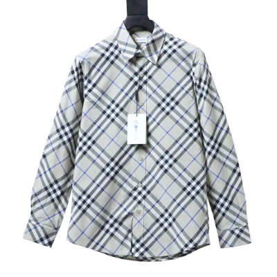 Burberry Gingham Cotton Long-Sleeve Shirt YL Grey 01