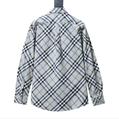 Burberry Gingham Cotton Long-Sleeve Shirt YL Grey 02