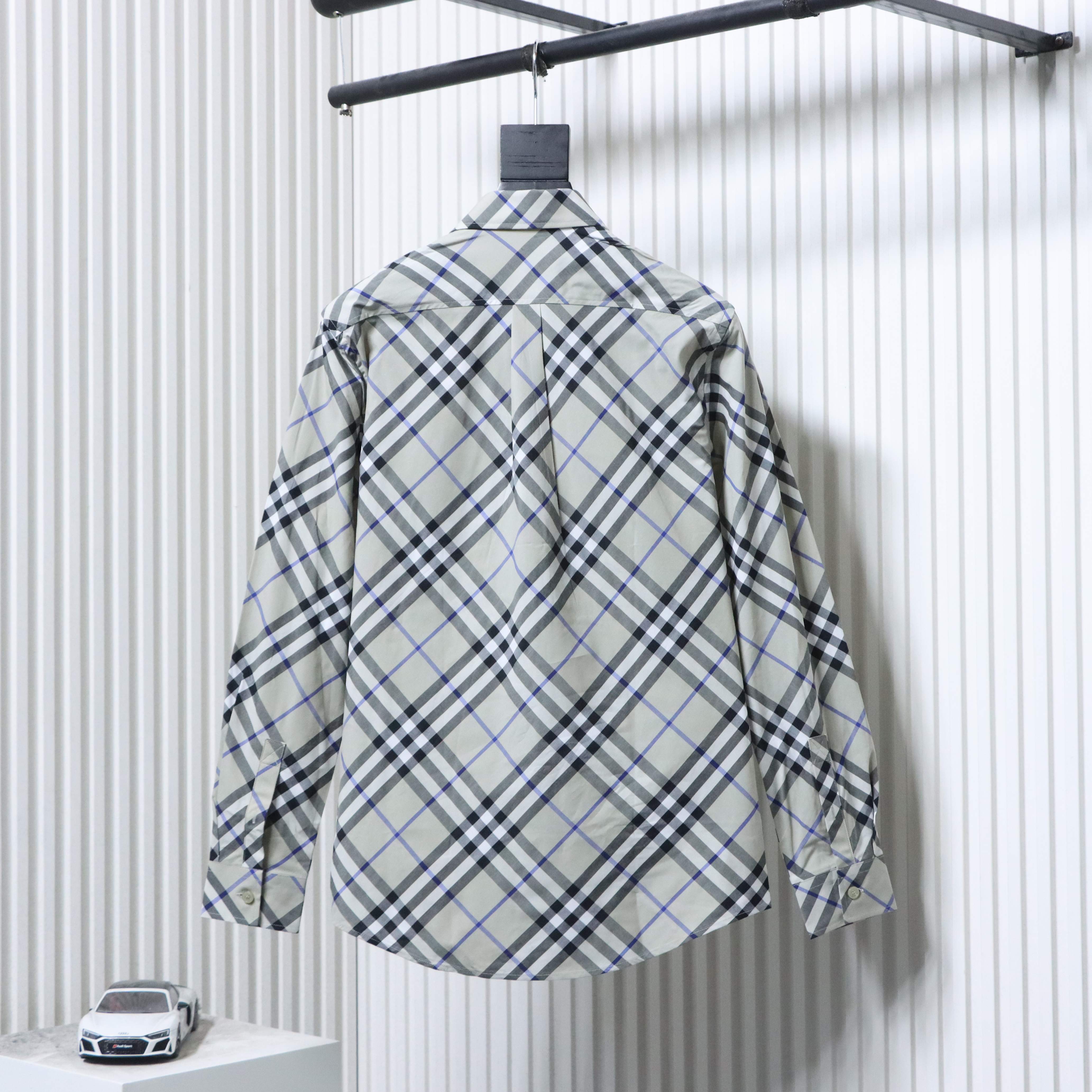 Burberry Gingham Cotton Long-Sleeve Shirt YL Grey