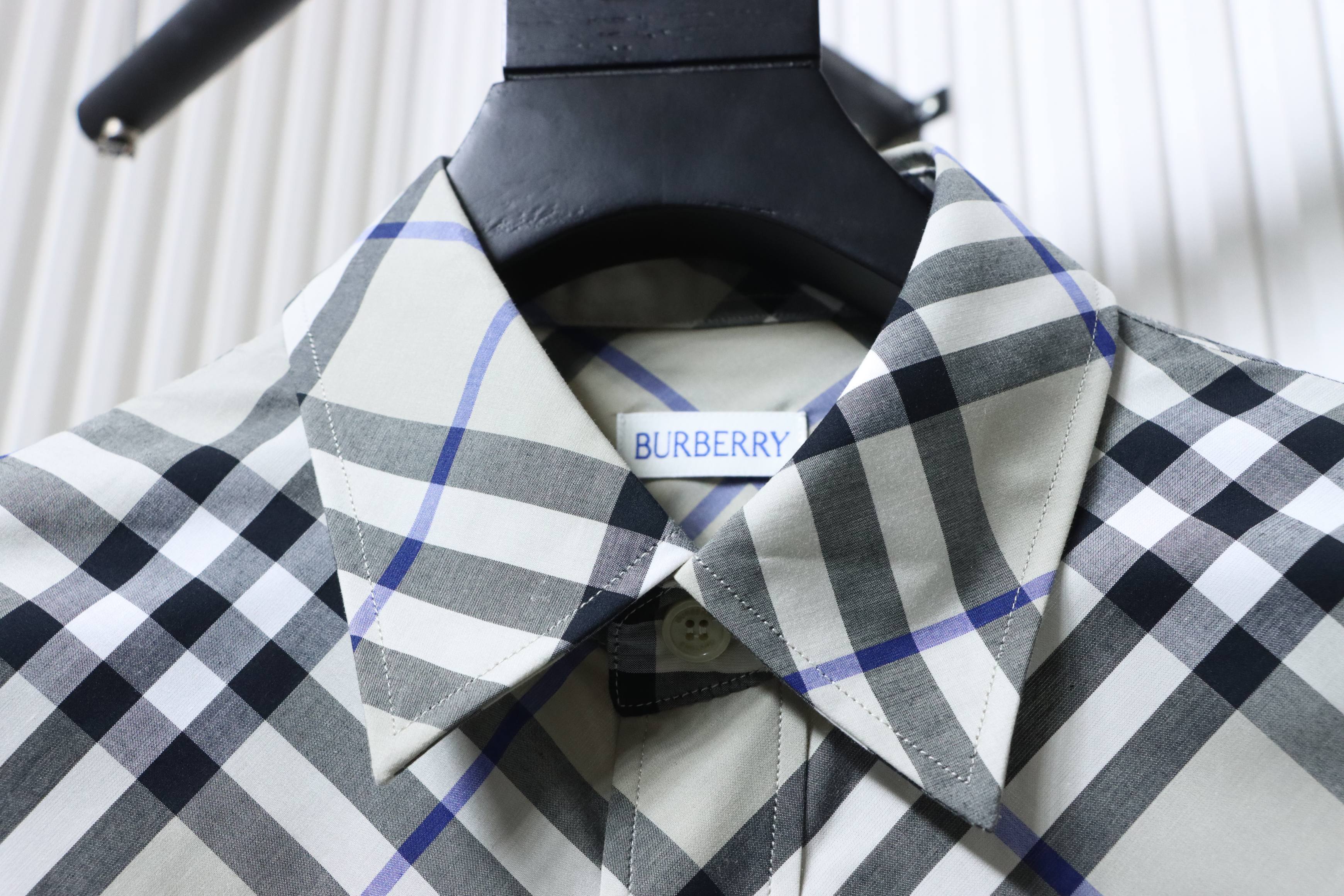 Burberry Gingham Cotton Long-Sleeve Shirt YL Grey