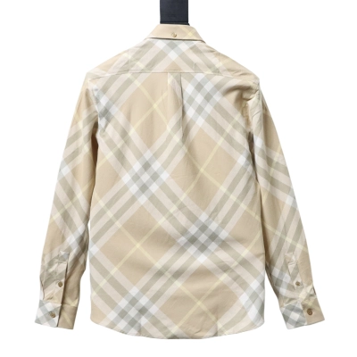 Burberry Gingham Cotton Long-Sleeve Shirt YL Light Khaki 02