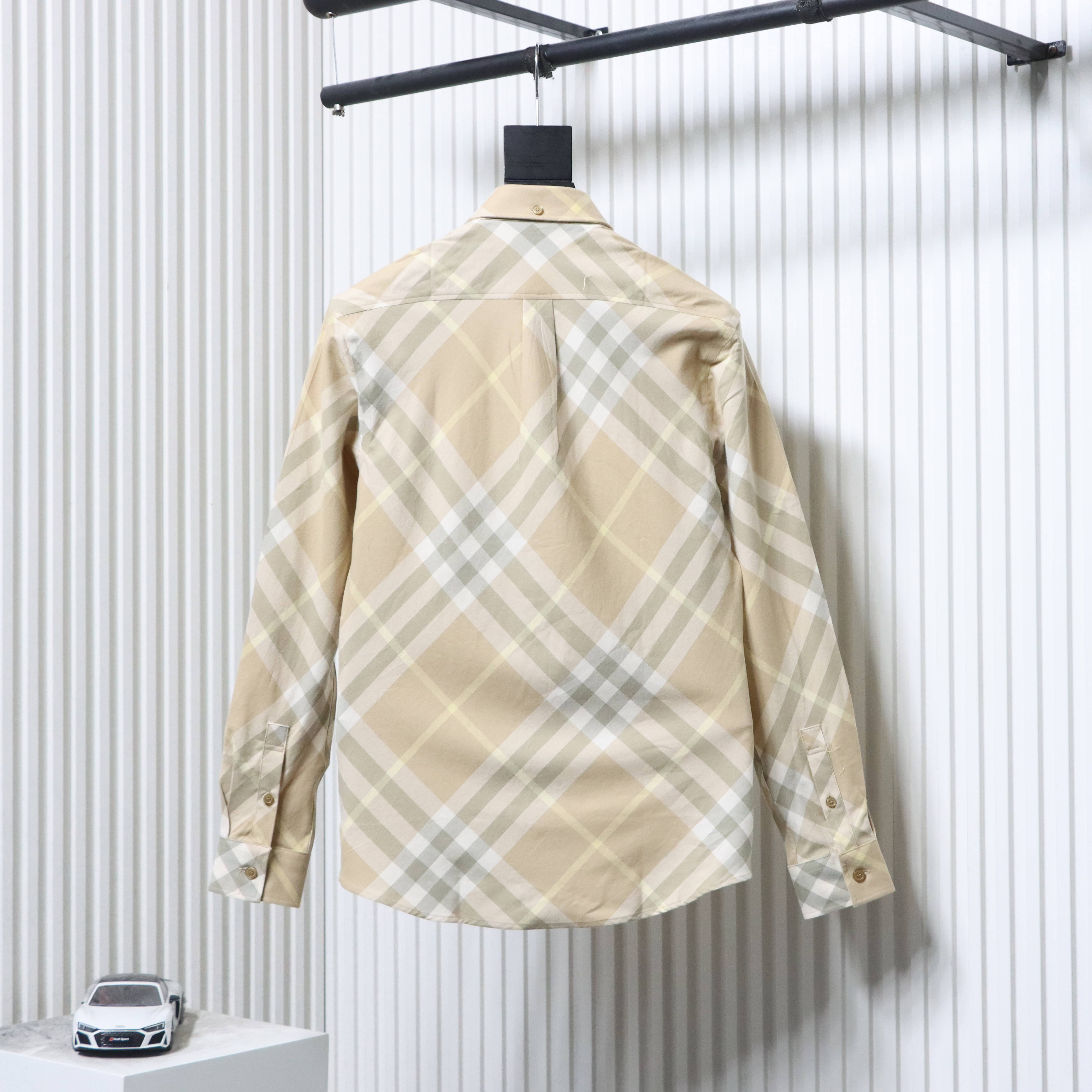 Burberry Gingham Cotton Long-Sleeve Shirt YL Light Khaki