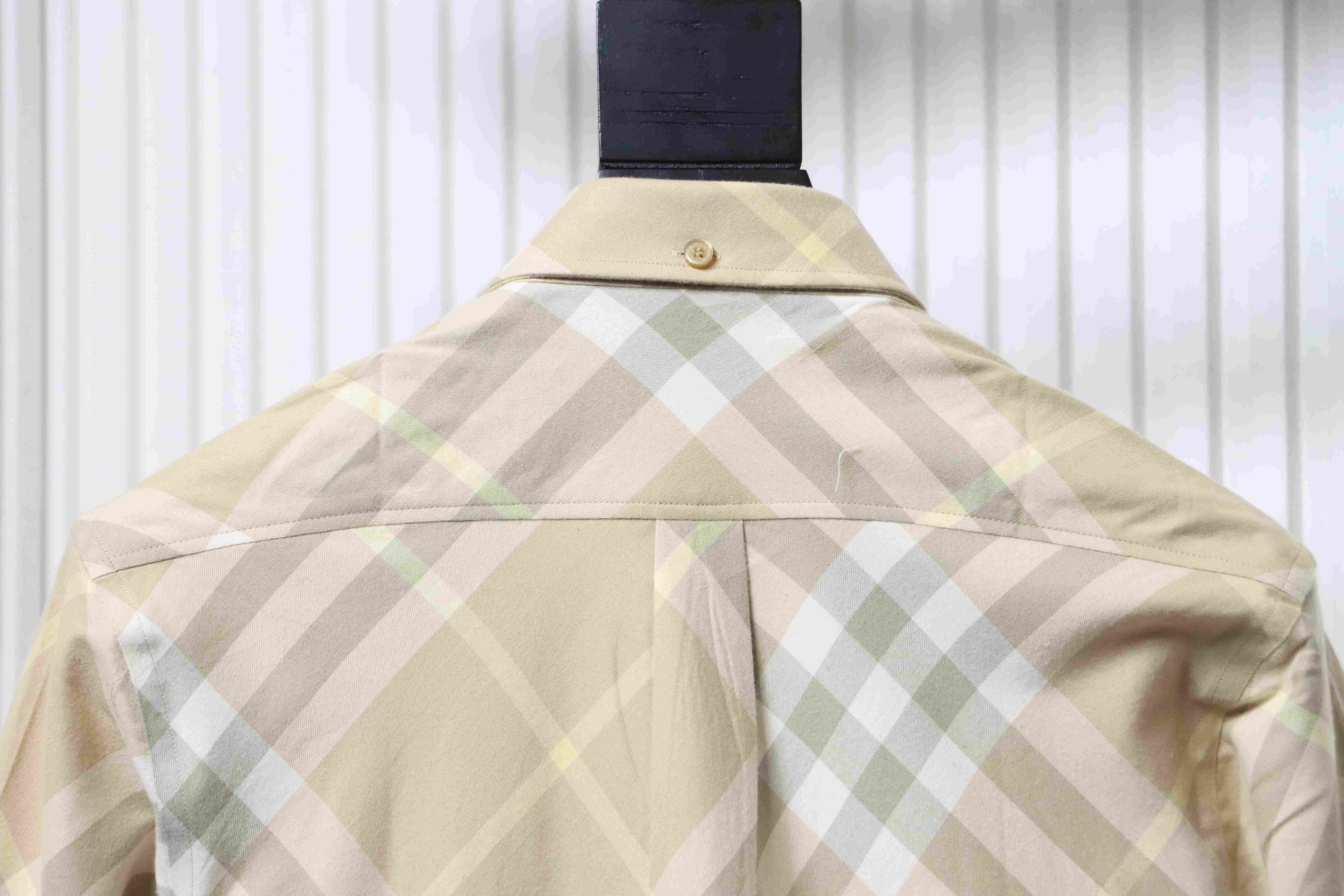 Burberry Gingham Cotton Long-Sleeve Shirt YL Light Khaki