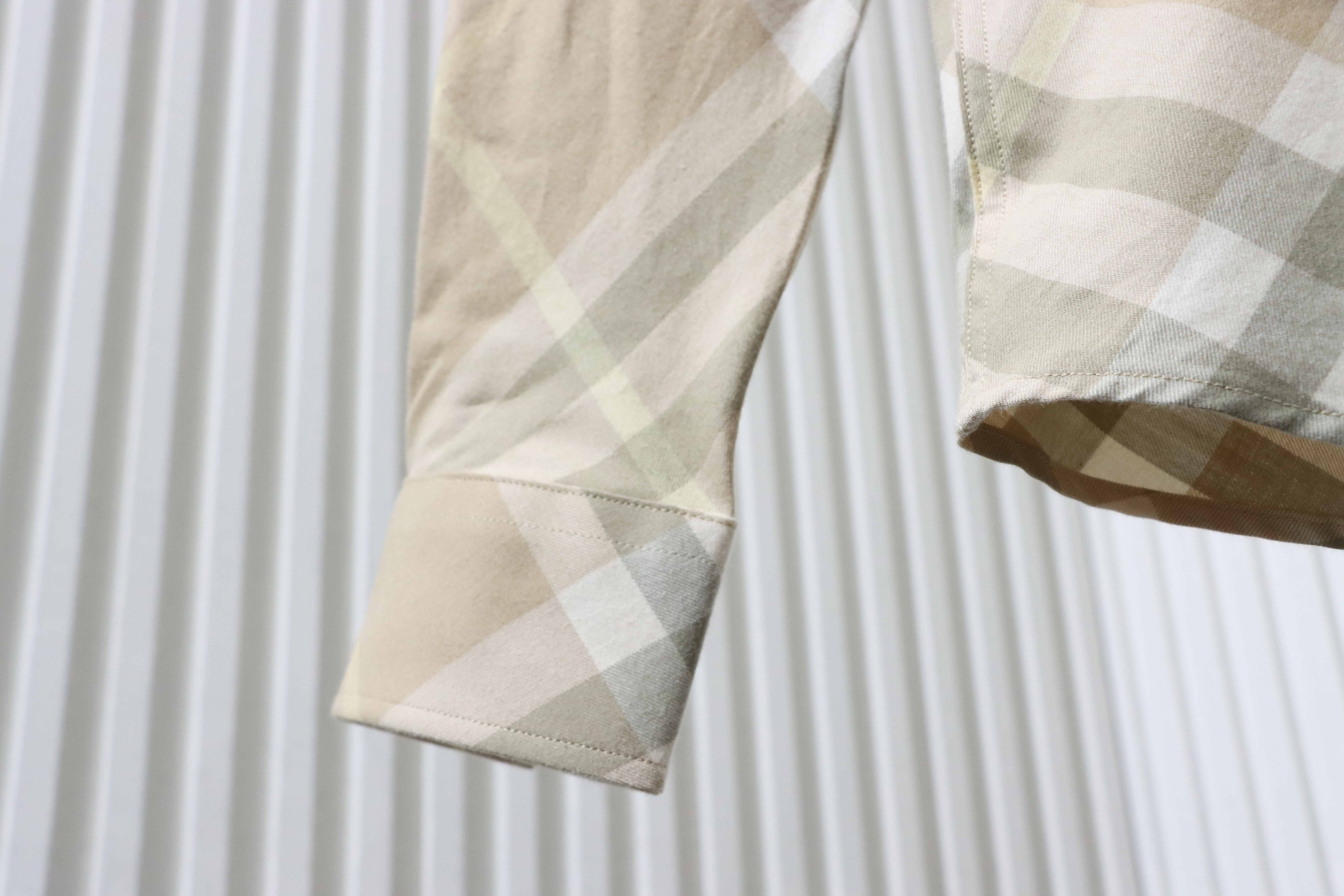 Burberry Gingham Cotton Long-Sleeve Shirt YL Light Khaki