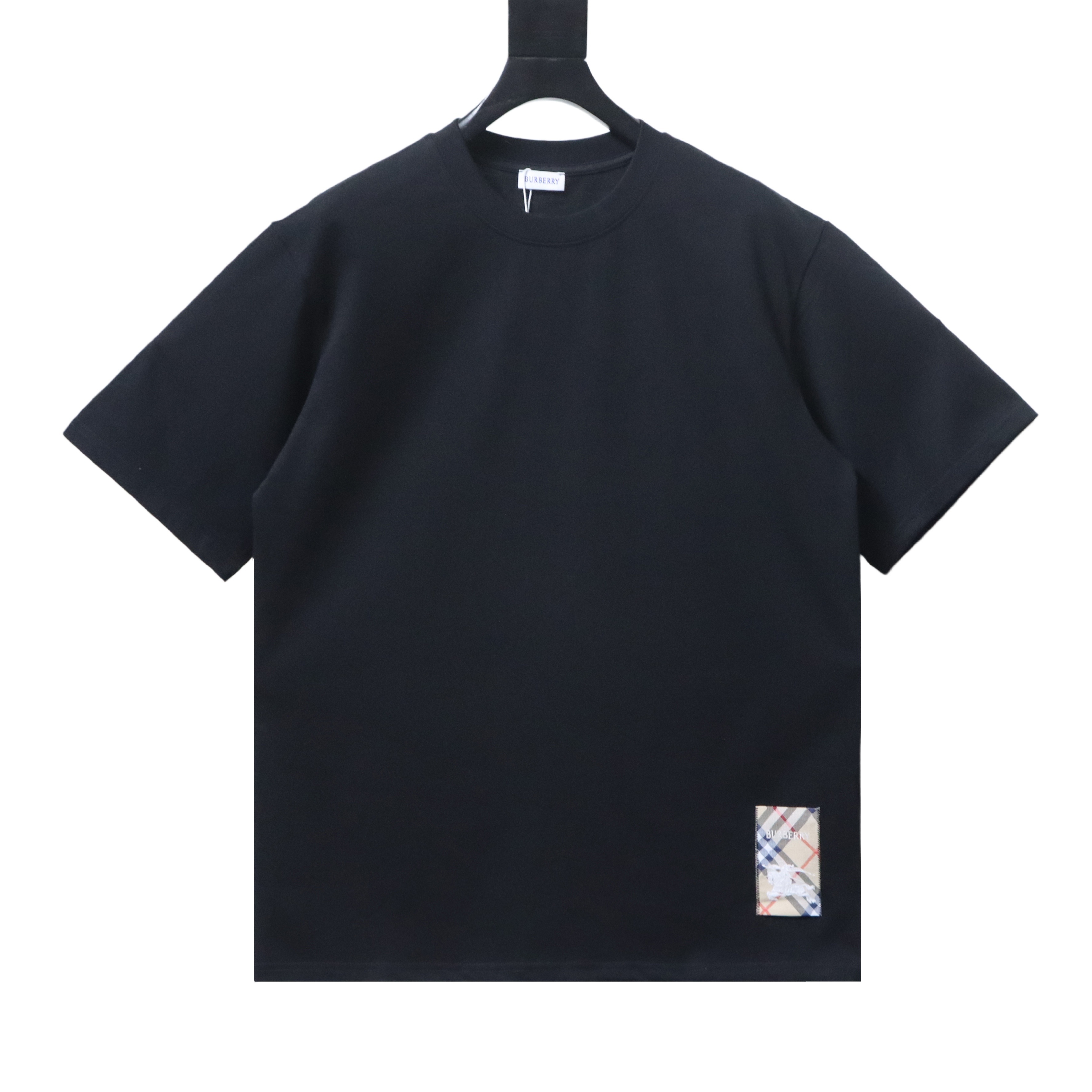 Burberry Hem Plaid War Horse Taper T-Shirt YL Black/White