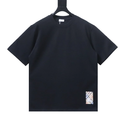 Burberry Hem Plaid War Horse Taper T-Shirt YL Black/White 01