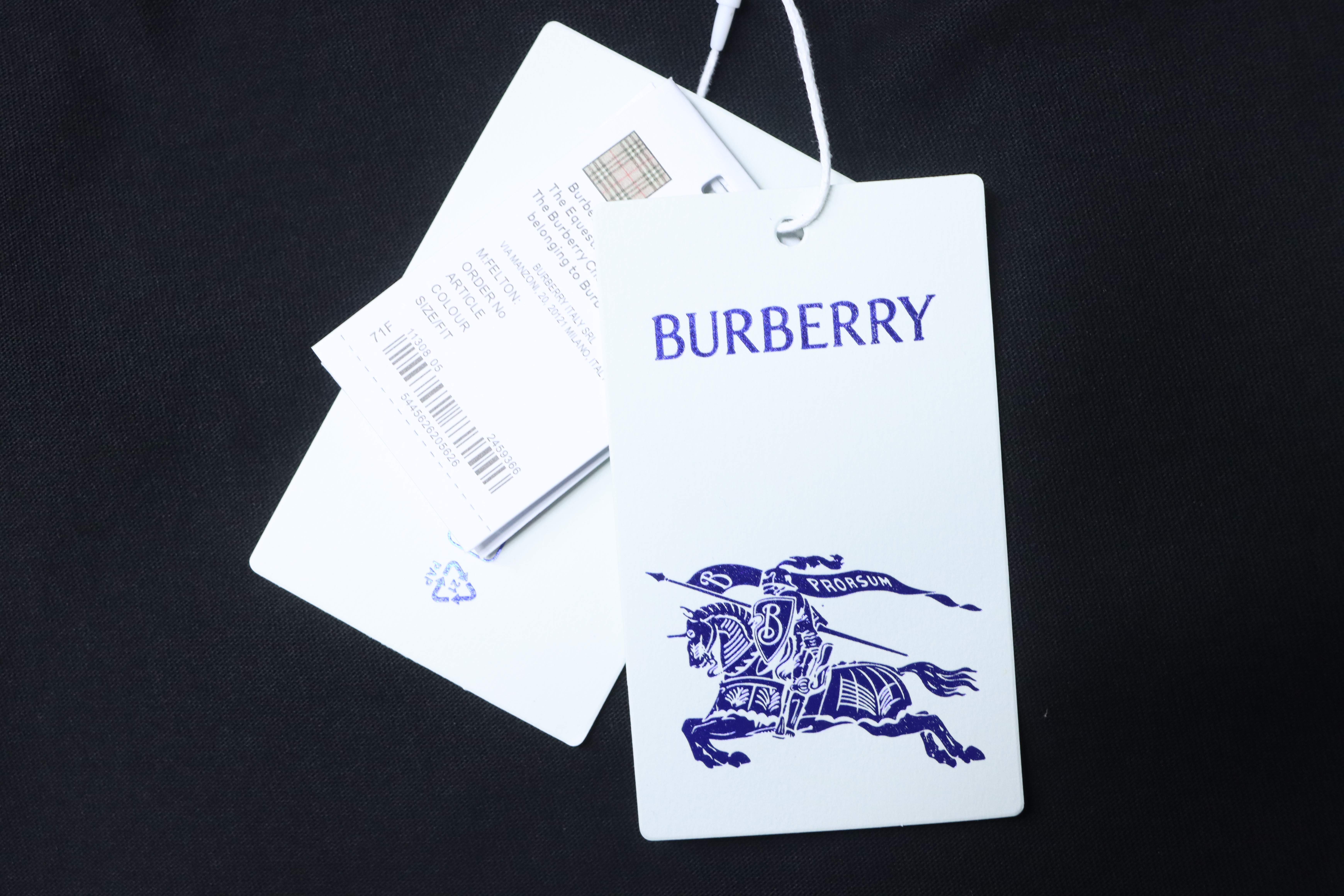 Burberry Hem Plaid War Horse Taper T-Shirt YL Black/White