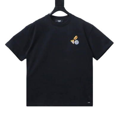 Fendi 25ss Fendilicious Pizza Pattern Embroidered T-Shirt YL Black 01