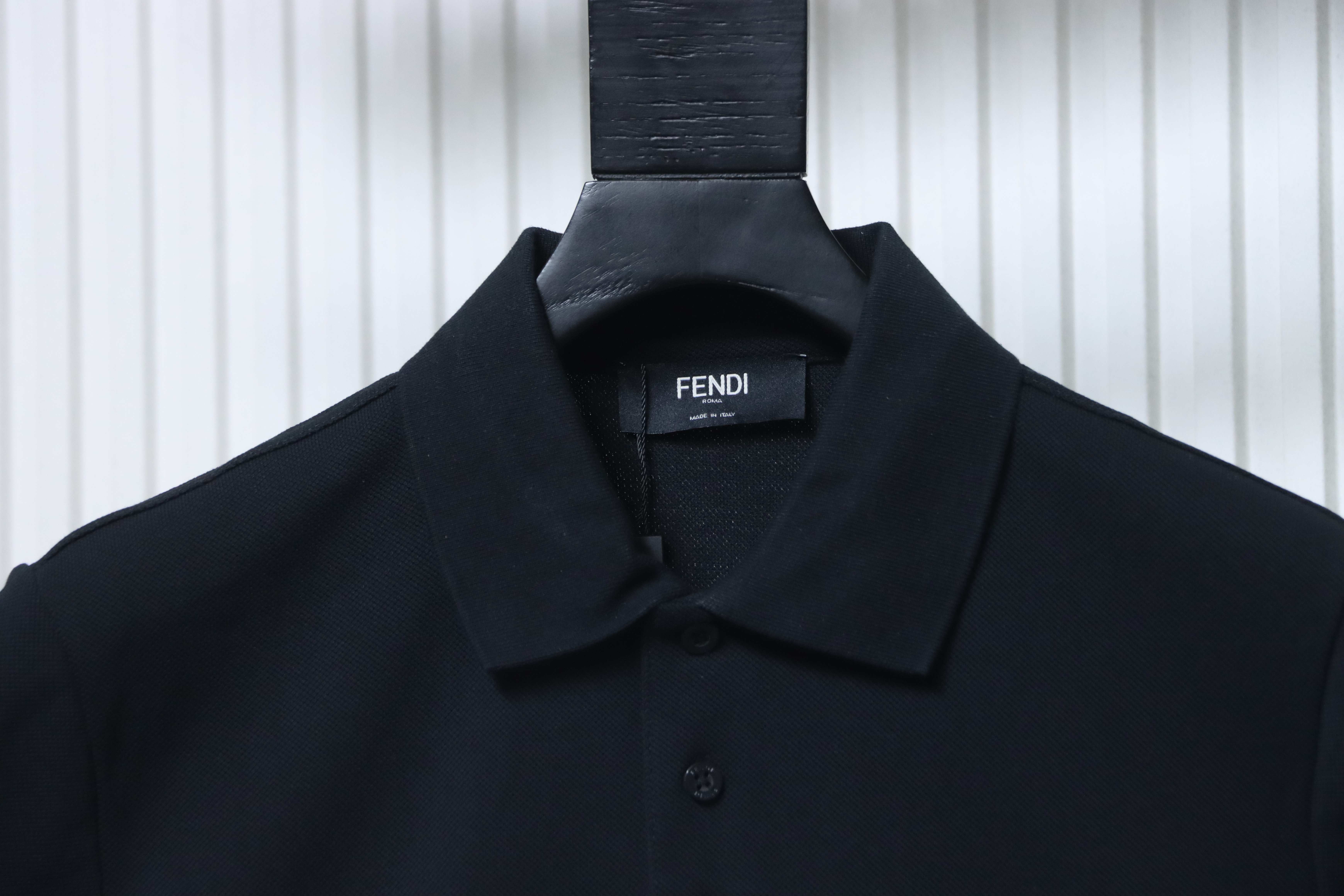 Fendi 26SS Double F Metal Logo Polo Shirt YL Black
