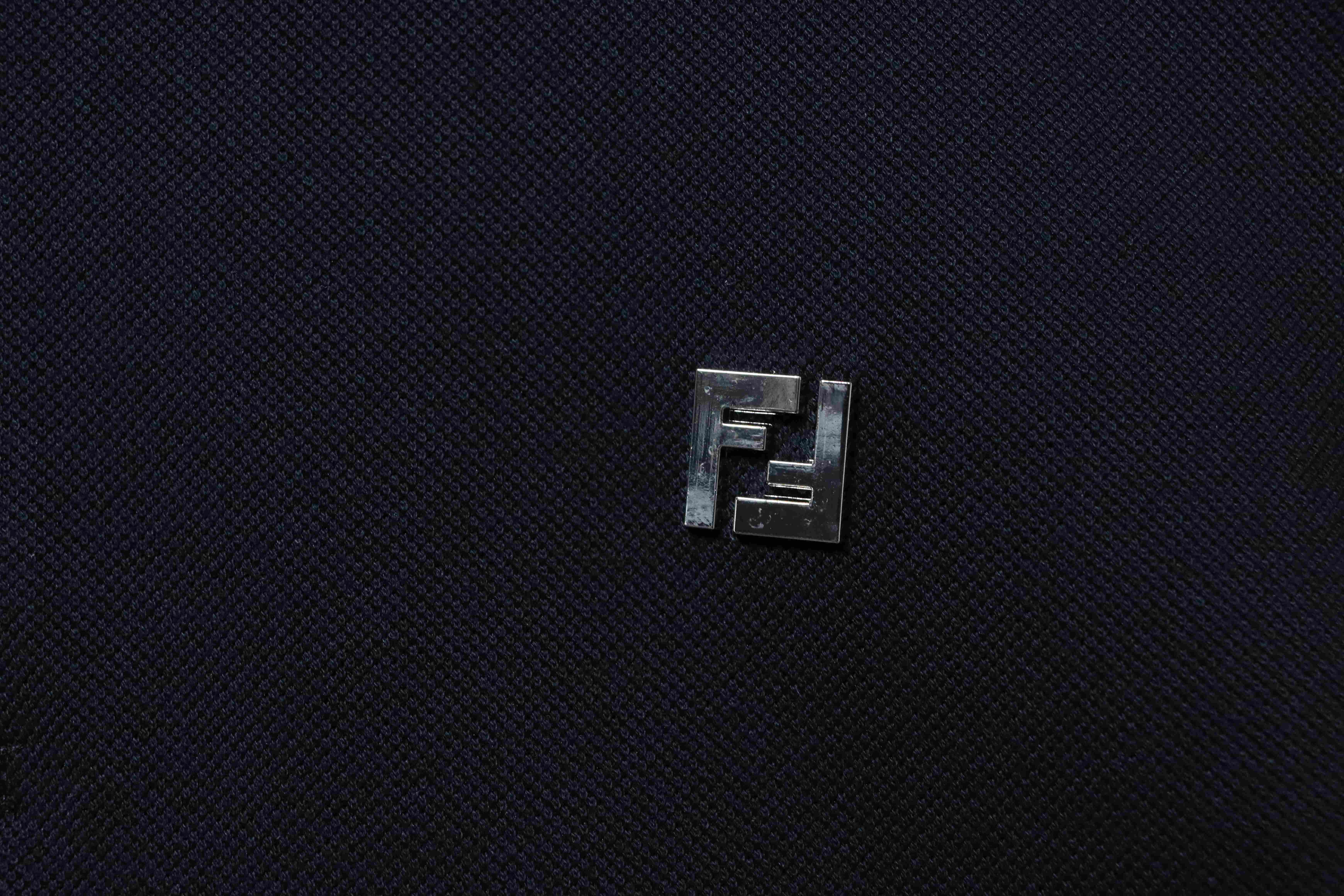 Fendi 26SS Double F Metal Logo Polo Shirt YL Black