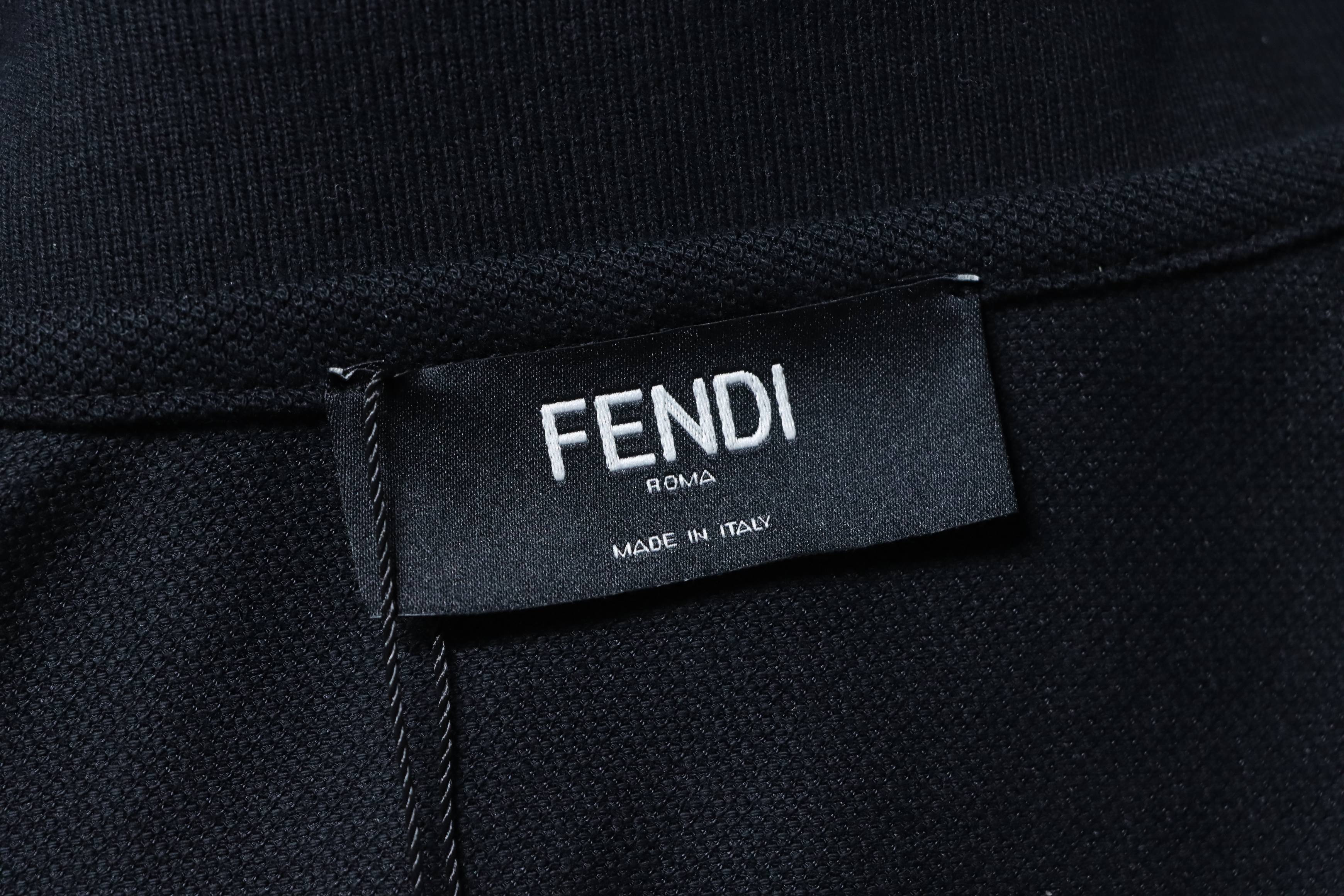 Fendi 26SS Double F Metal Logo Polo Shirt YL Black