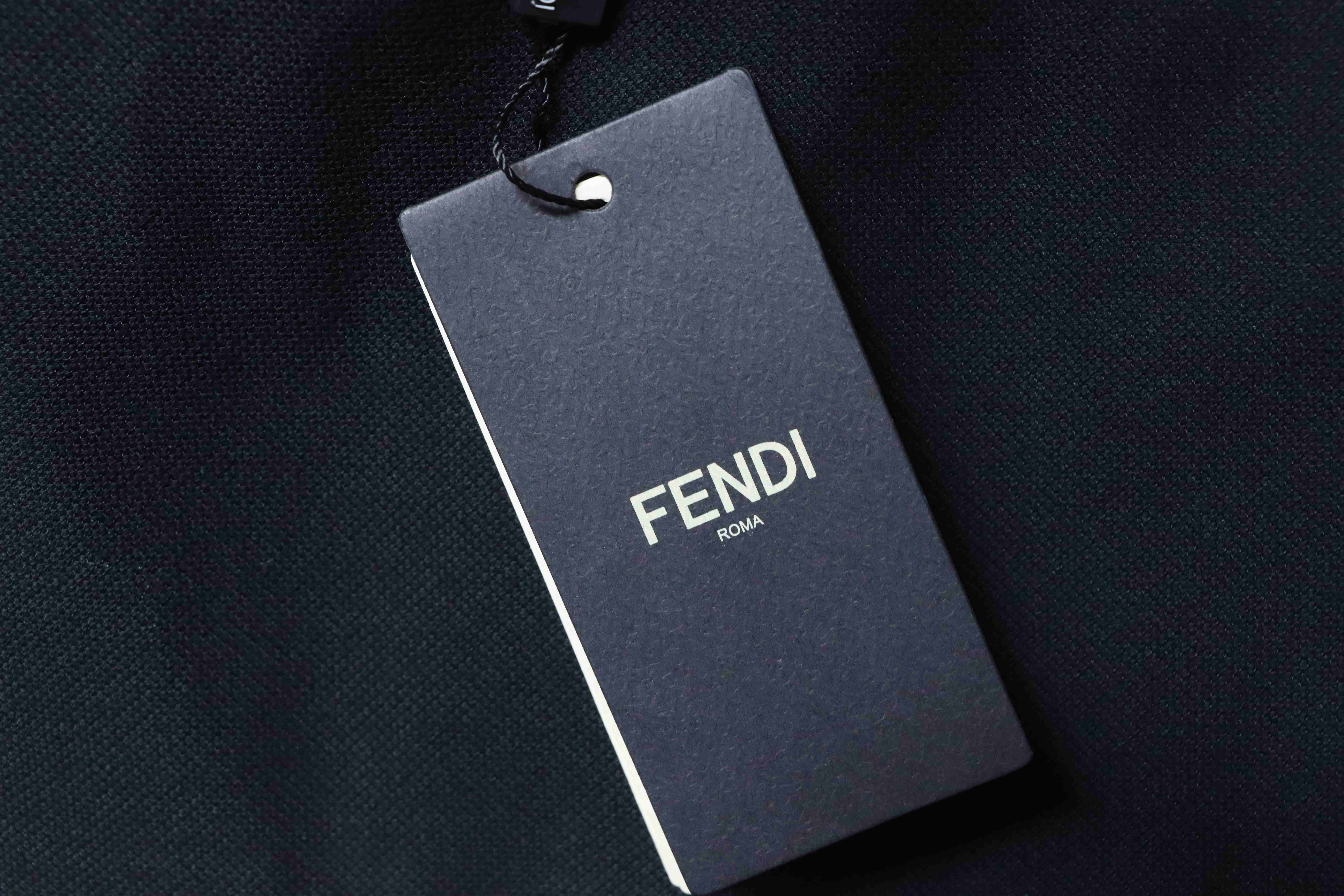 Fendi 26SS Double F Metal Logo Polo Shirt YL Black
