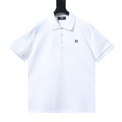 Fendi 26SS Double F Metal Logo Polo Shirt YL White 01