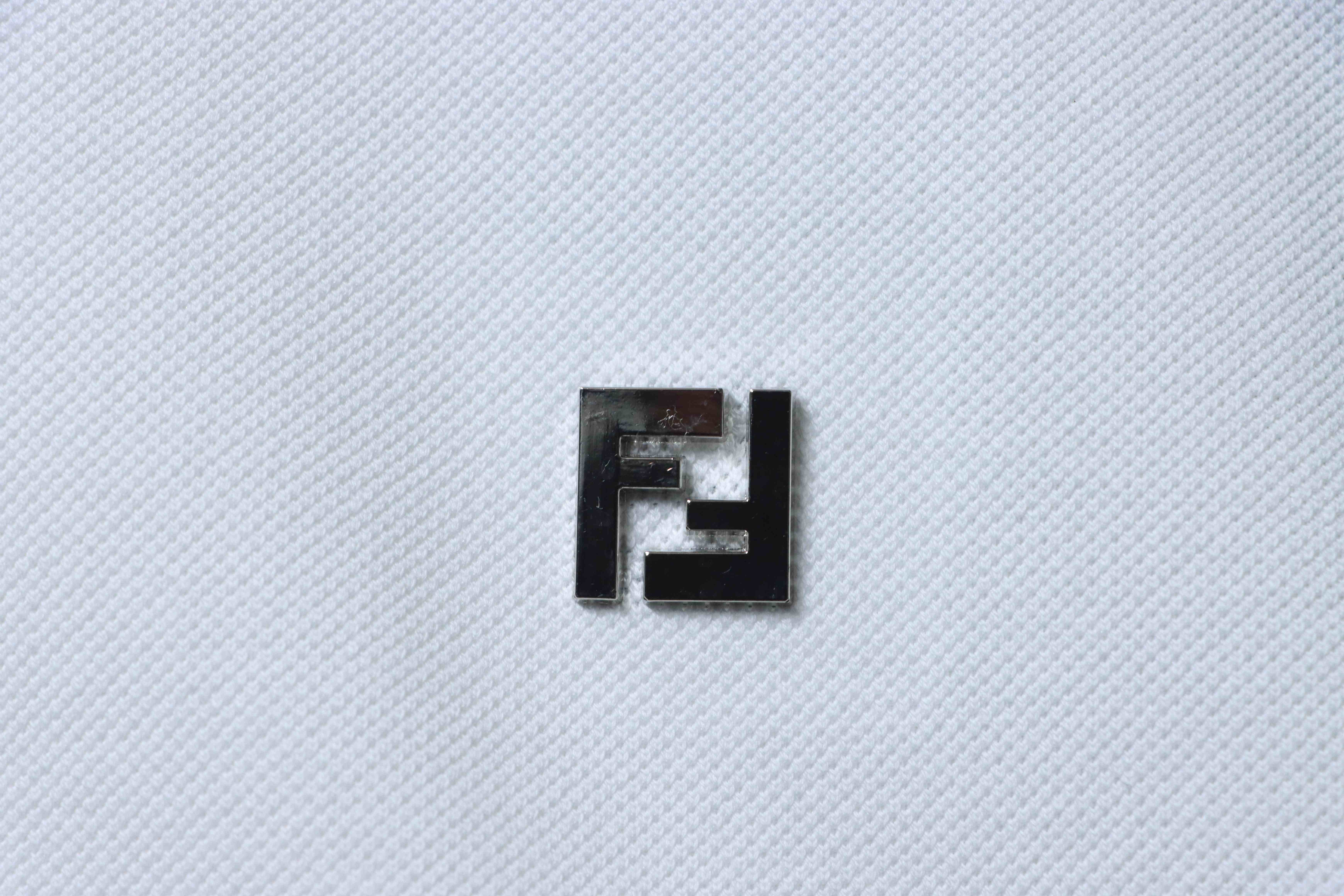 Fendi 26SS Double F Metal Logo Polo Shirt YL White