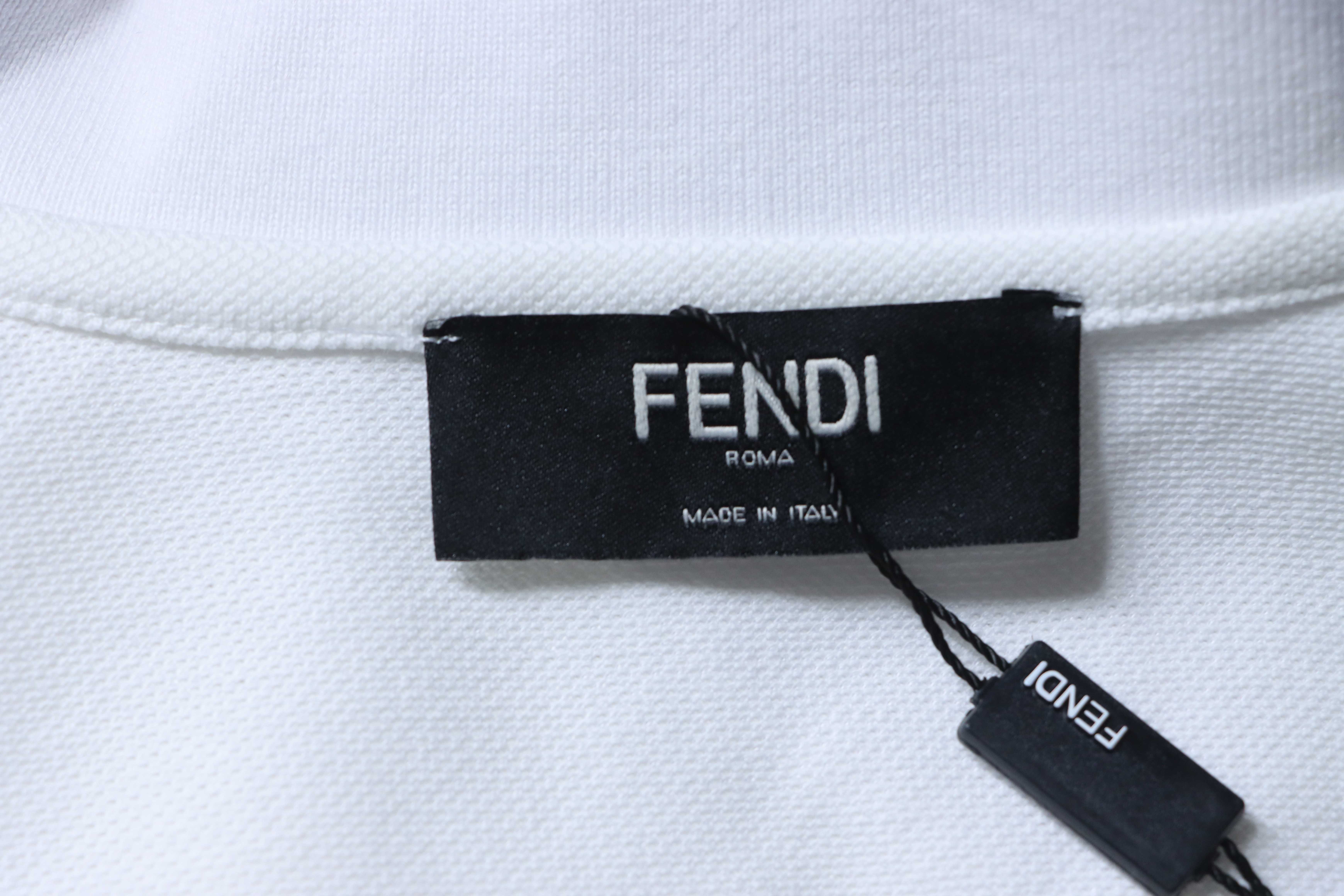 Fendi 26SS Double F Metal Logo Polo Shirt YL White