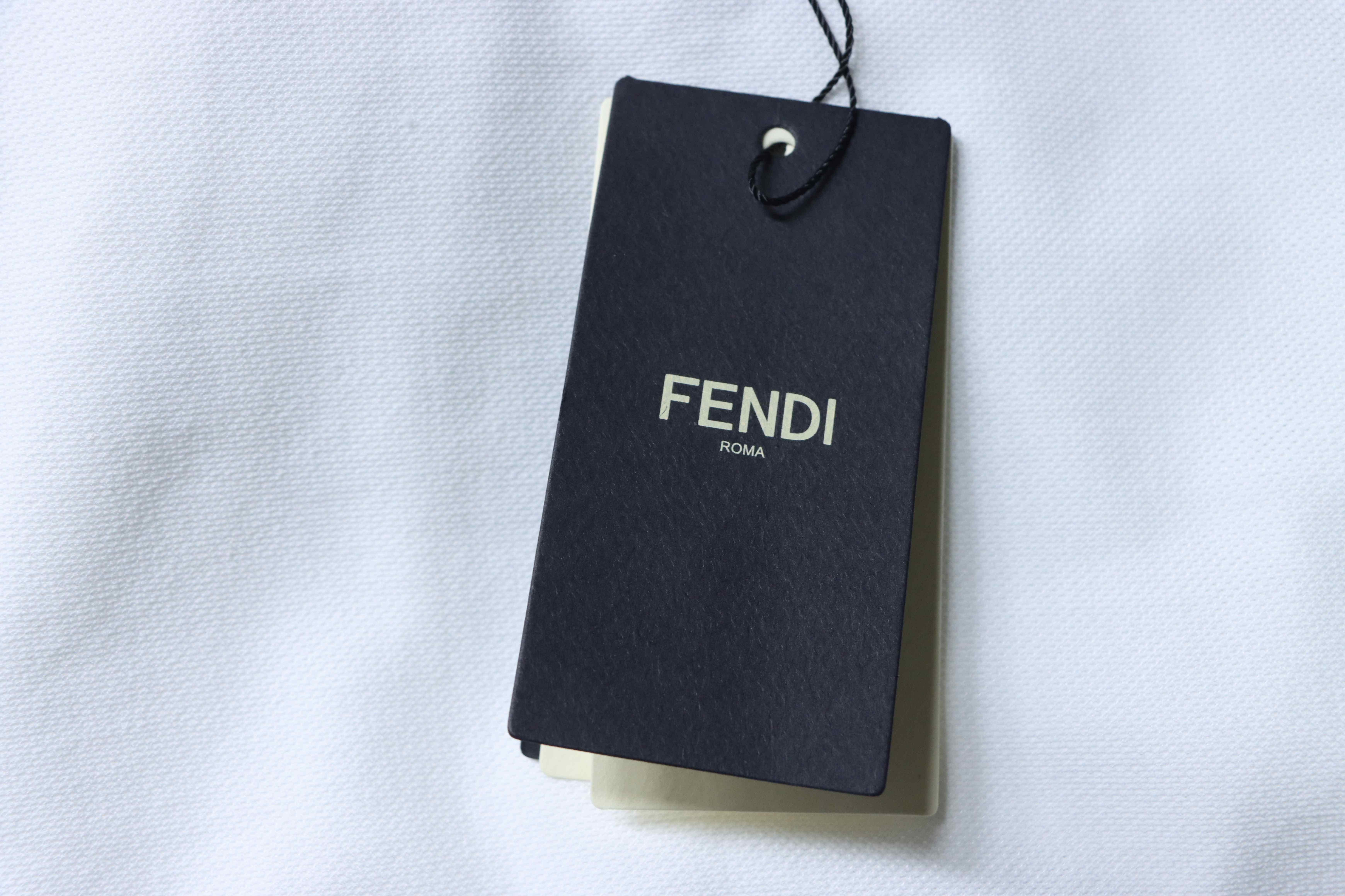 Fendi 26SS Double F Metal Logo Polo Shirt YL White